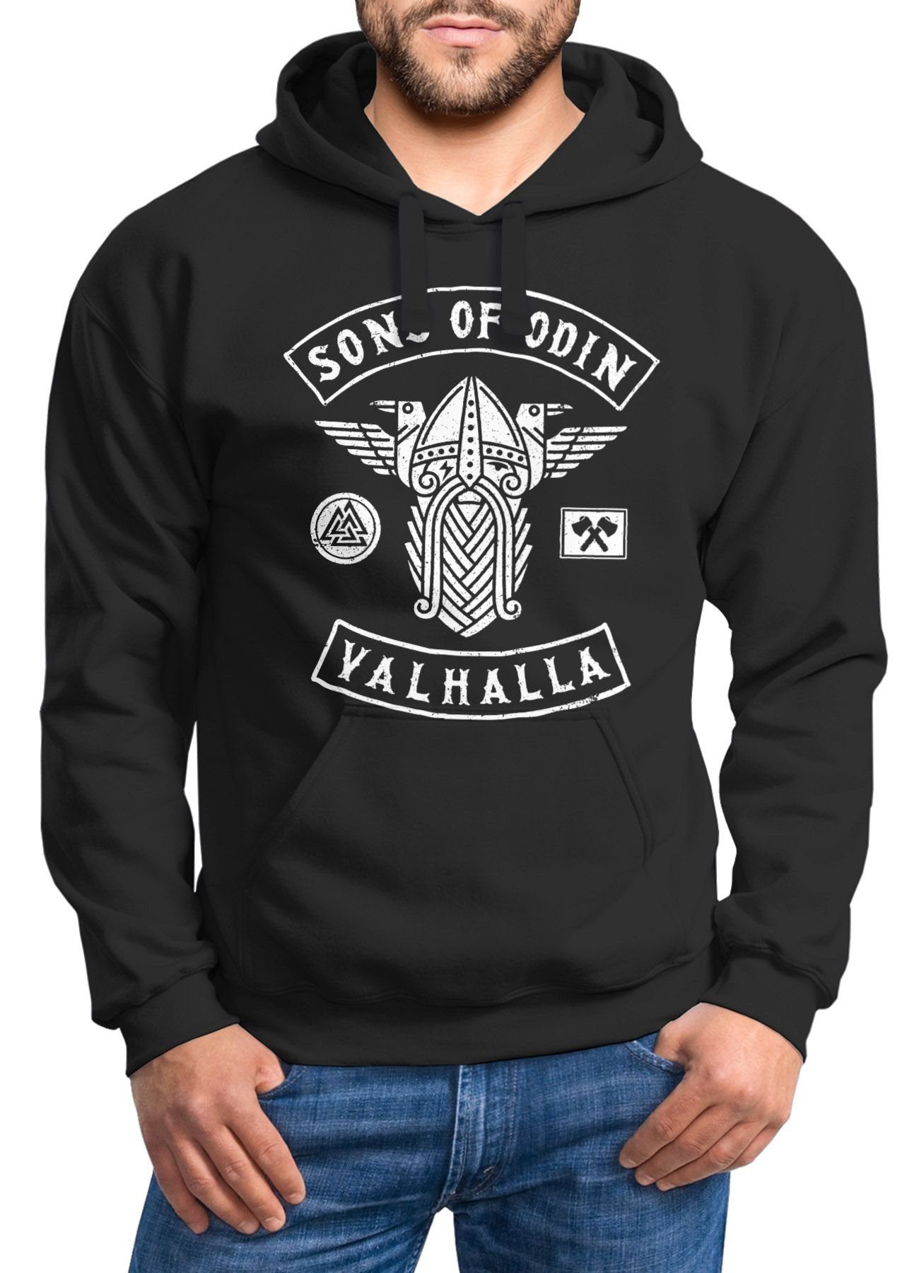 MoonWorks Hoodie Herren Kapuzen-Pullover Sons of Odin Wikinger Valhalla Fan günstig online kaufen