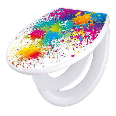 banjado WC-Sitz »Motiv Farbspritzer« (mit Kindersitz, integrierte Scharniere), ‎44 x 37 x 5cm
