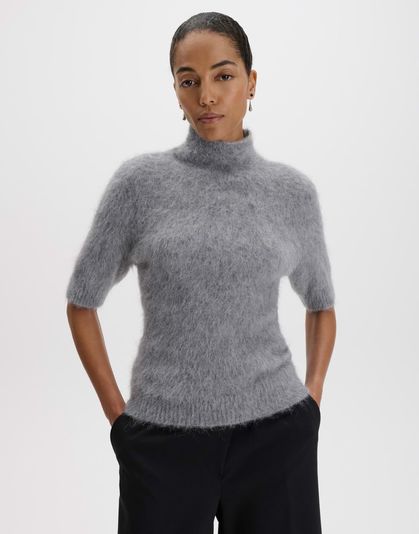 someday Kurzarmpullover Tuomina aus weichem Strick Strickbündchen für einen modernen, komfortablen Look