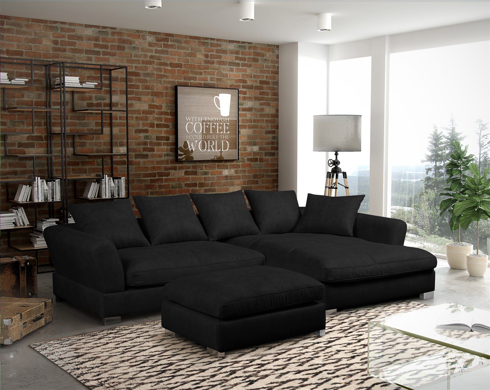 Fun Möbel Ecksofa TIZIAN in Stoff Salvador, inkl. 5 lose Rückenkissen, wahl günstig online kaufen