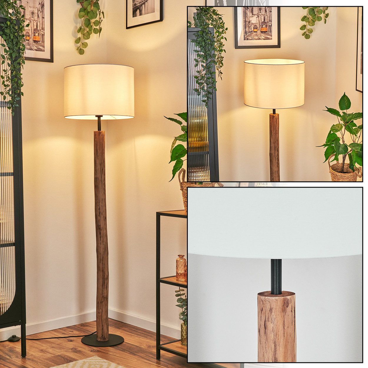 hofstein Stehlampe Stehlampe aus Metall/Eukalyptusholz im modernen Boho-Des günstig online kaufen