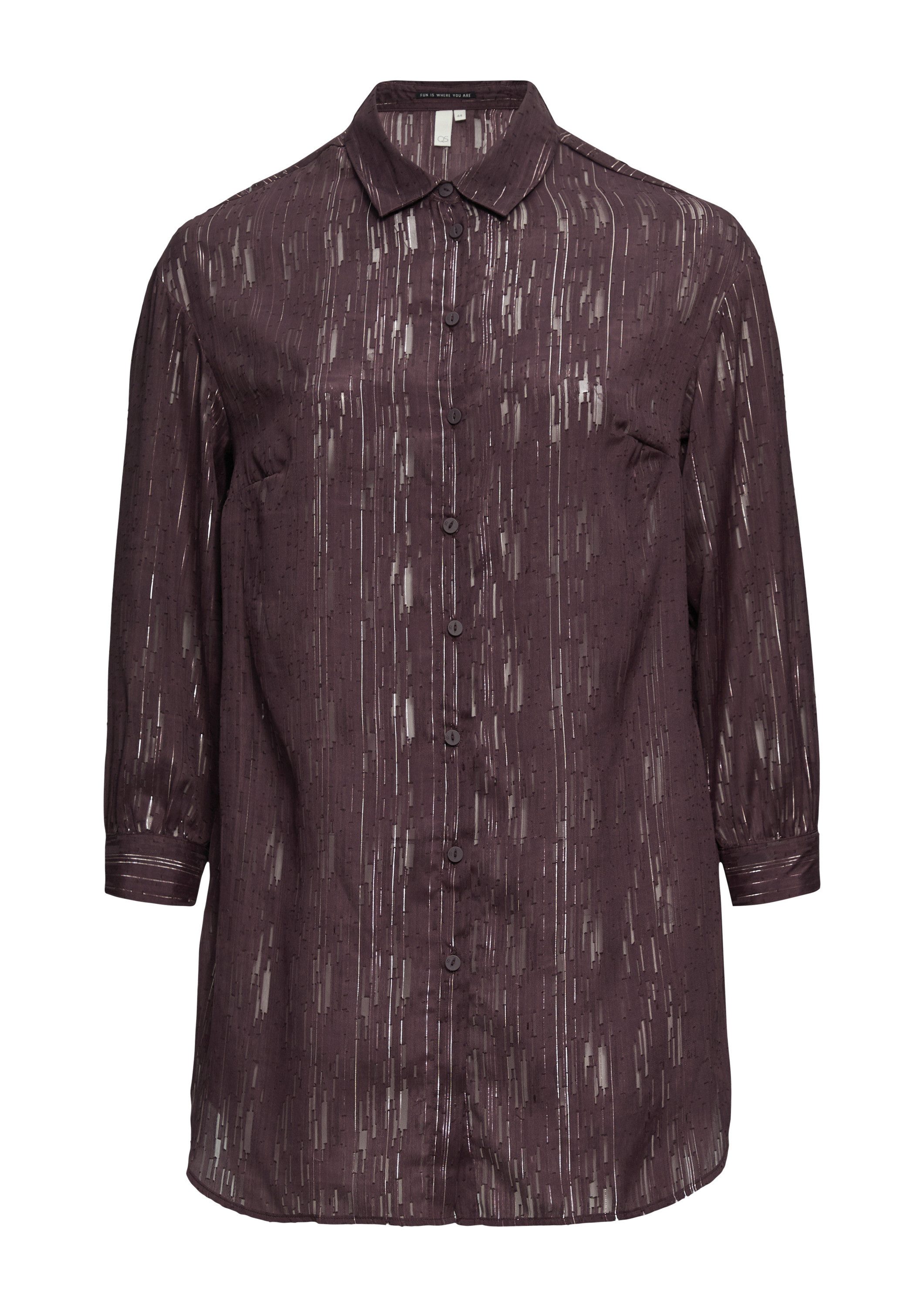 QS Langarmbluse Bluse Transparente Long-Bluse mit Silber-Glanz günstig online kaufen