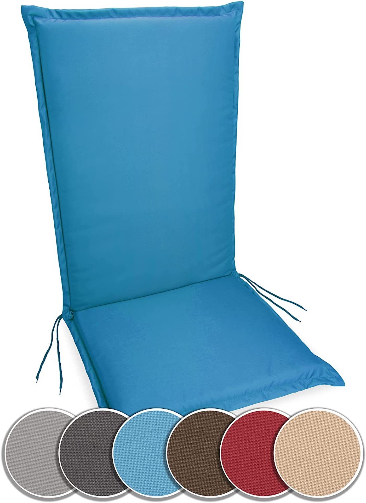 sunnypillow Liegenauflage Polsterauflagen Gartenstuhlauflage 120 x 50 extra Dicke 9cm, 1 Stück Blau