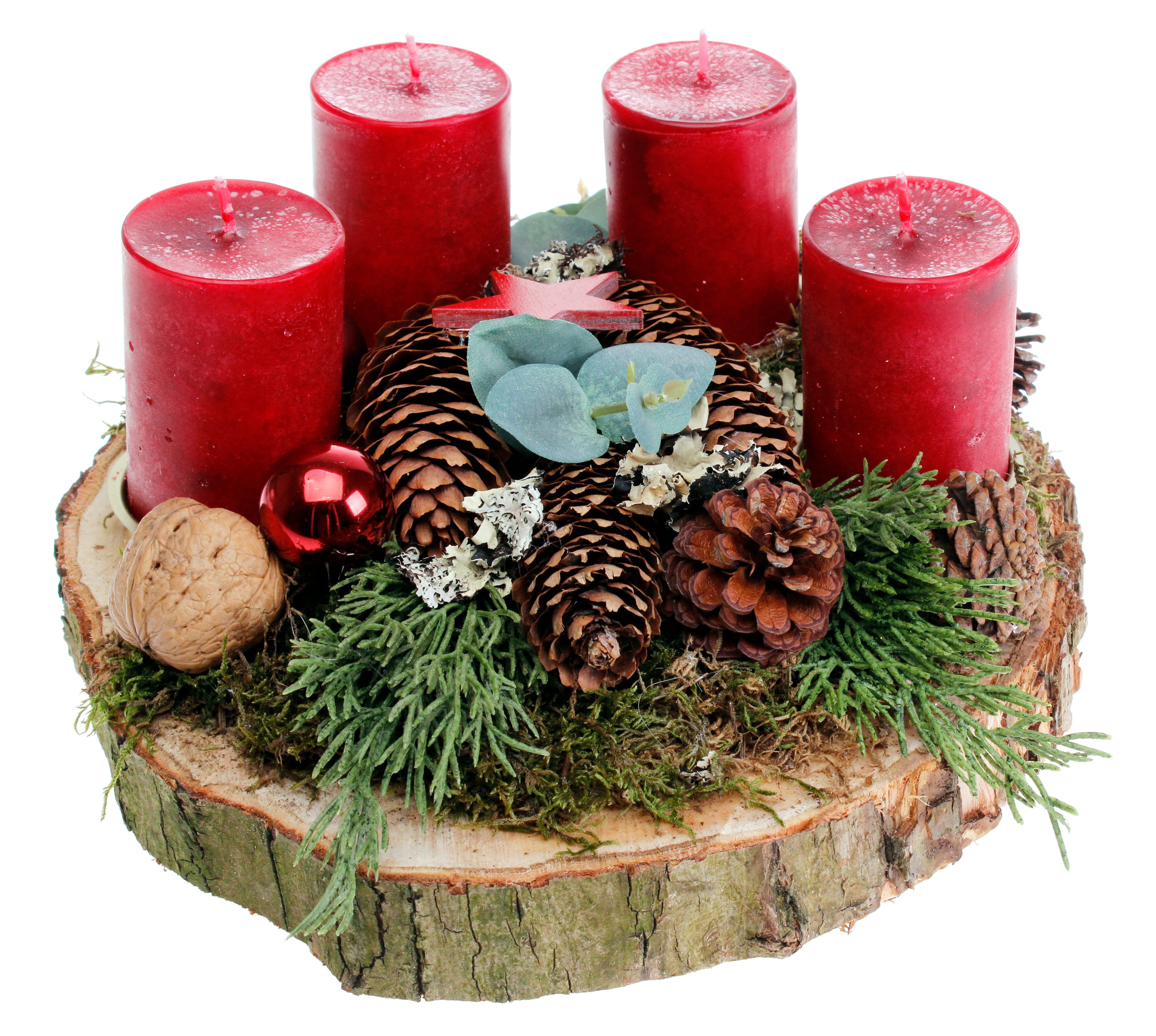 CreaFlor Home Adventskranz Adventsdeko, Handarbeit, Natur, Adventskranz, H: 12cm