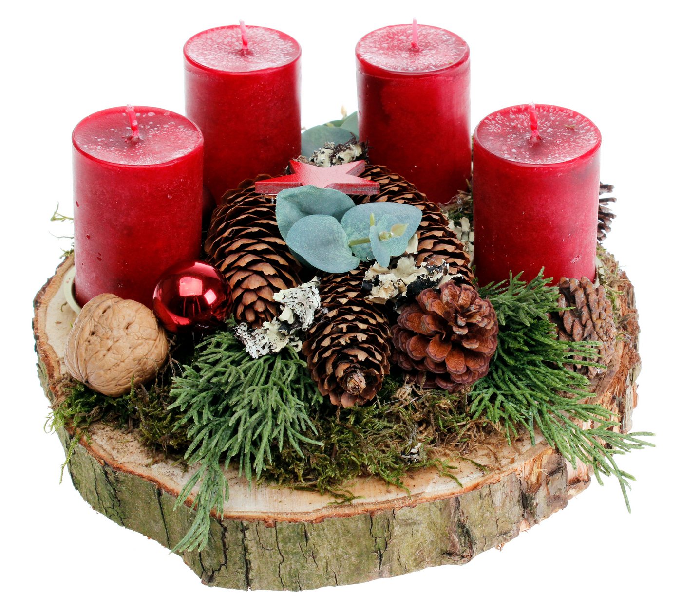 CreaFlor Home Adventskranz Adventsdeko, Handarbeit, Natur, Adventskranz, H: 12cm