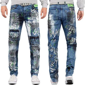 Cipo & Baxx Regular-fit-Jeans BA-CD591 Freizeithose besonders auffälliges Design besonderes Design mit Nieten