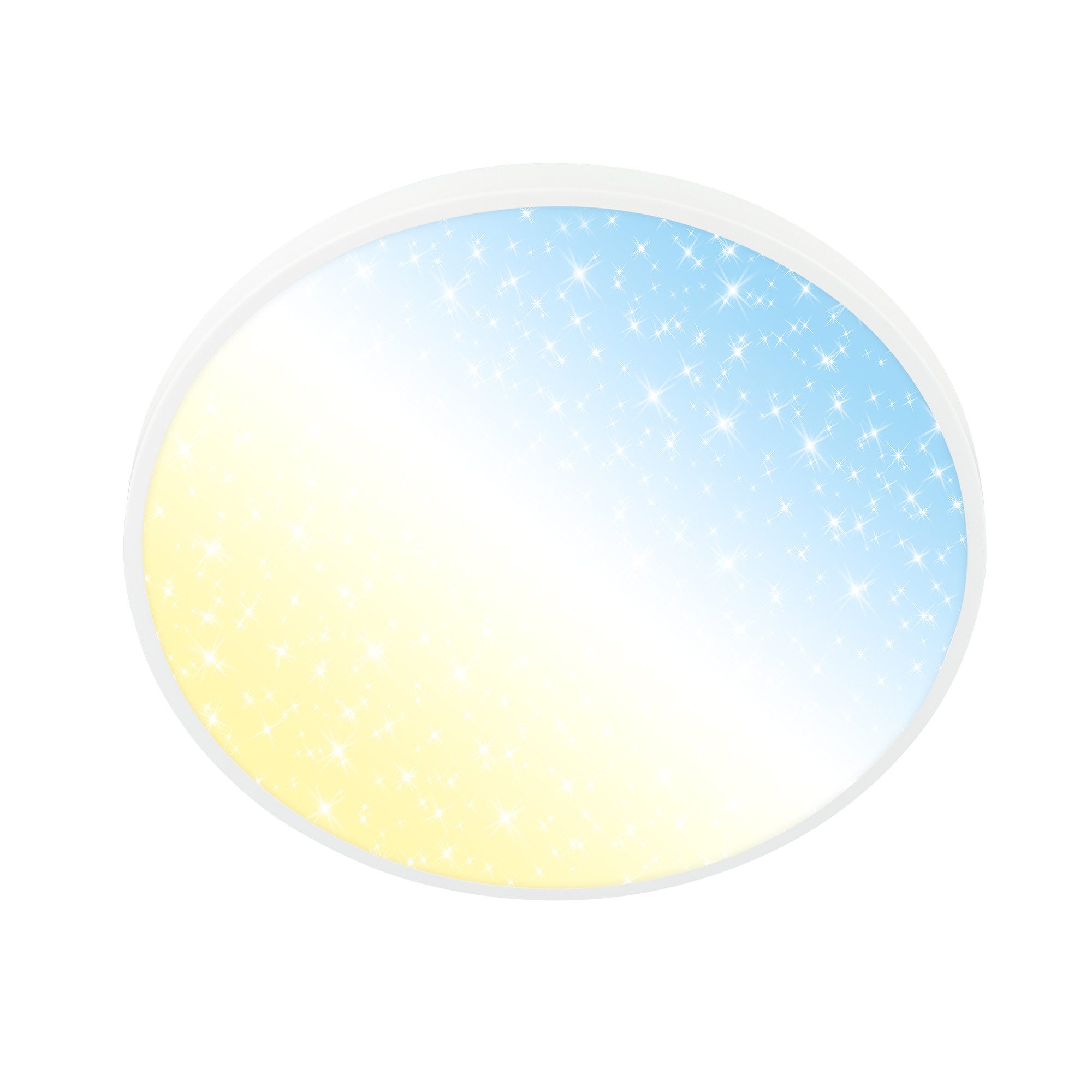 Briloner Leuchten Deckenleuchte LED Deckenlampe Rund Panel Sternenhimmel dimmbar, LED fest integriert, inkl. Fernbedienung 38cm Nickel-matt/Weiß Wohnzimmer Schlafzimmer