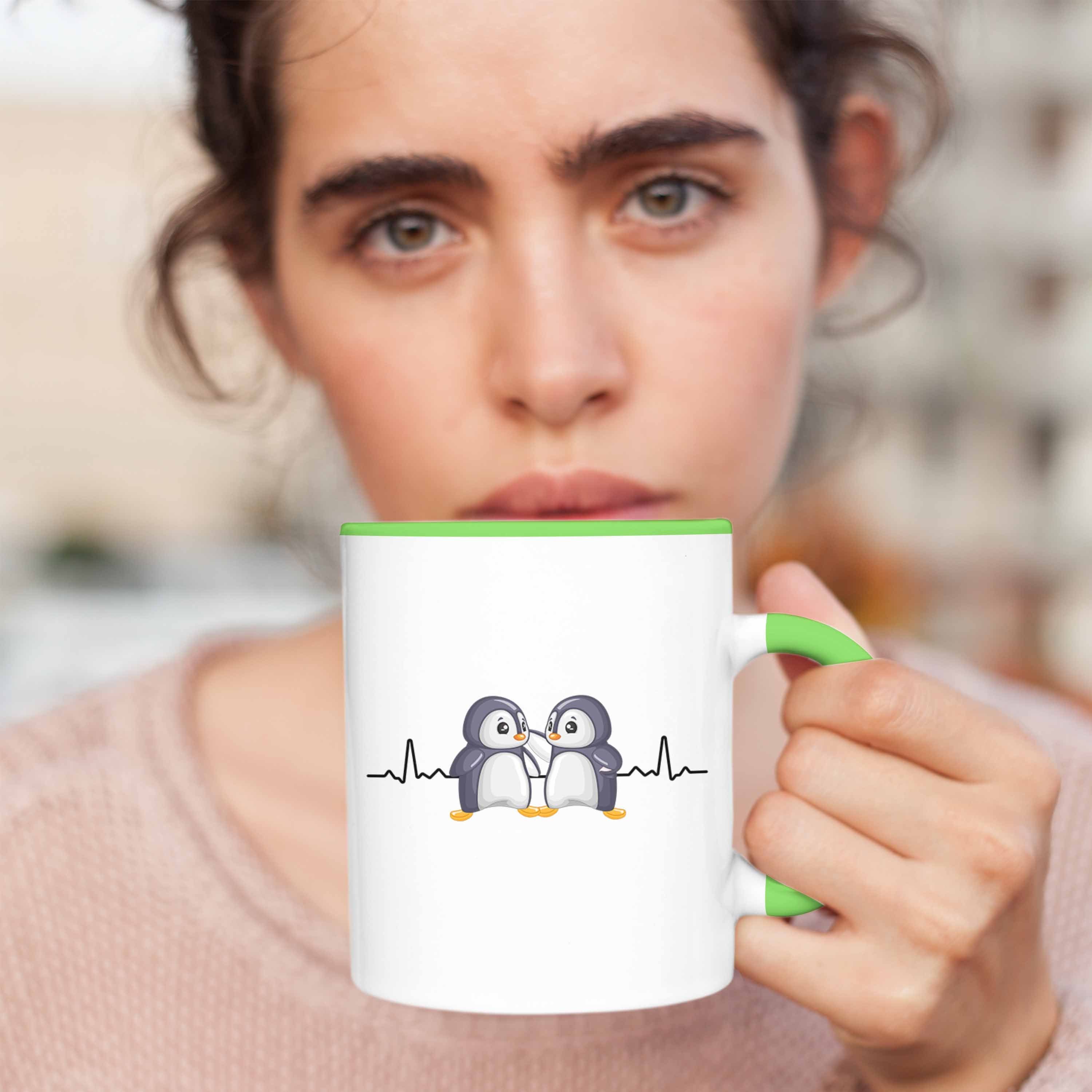 Trendation Mädchen Grün Pinguin Tasse Tasse Geschenkidee Herzschlag