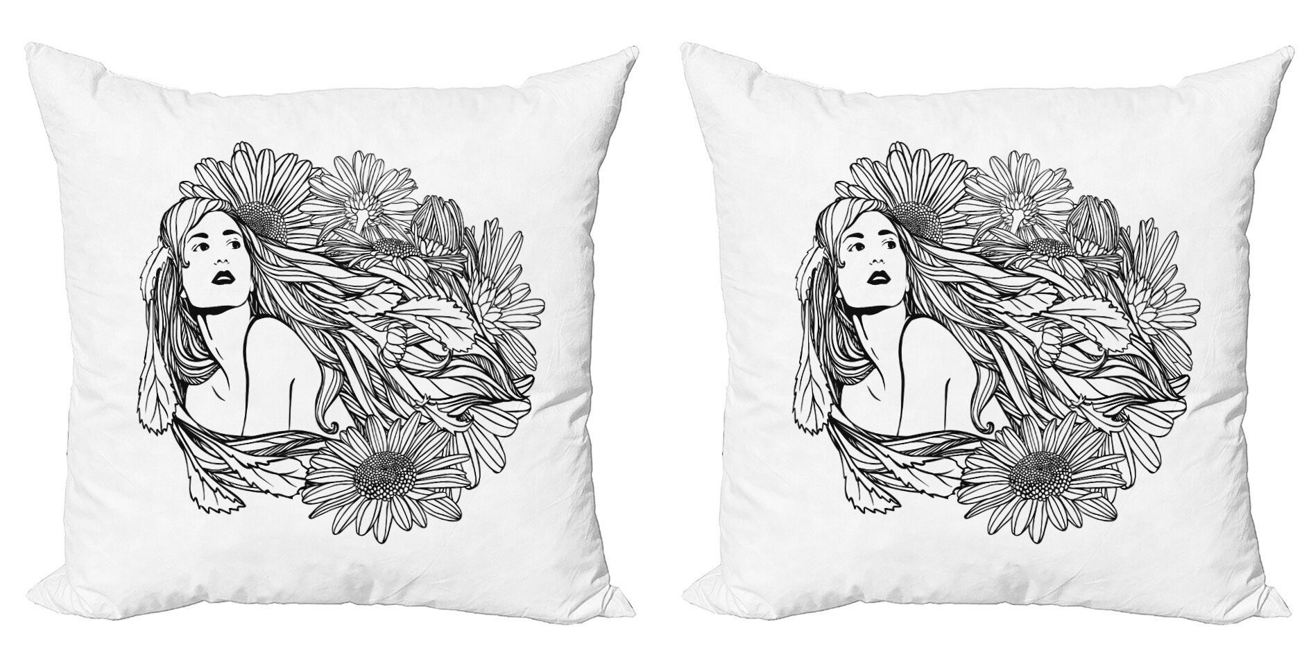 Digitaldruck, (2 abstrakte Kamillenblüten Accent Doppelseitiger Kissenbezüge Stück), Frauen Abakuhaus Modern