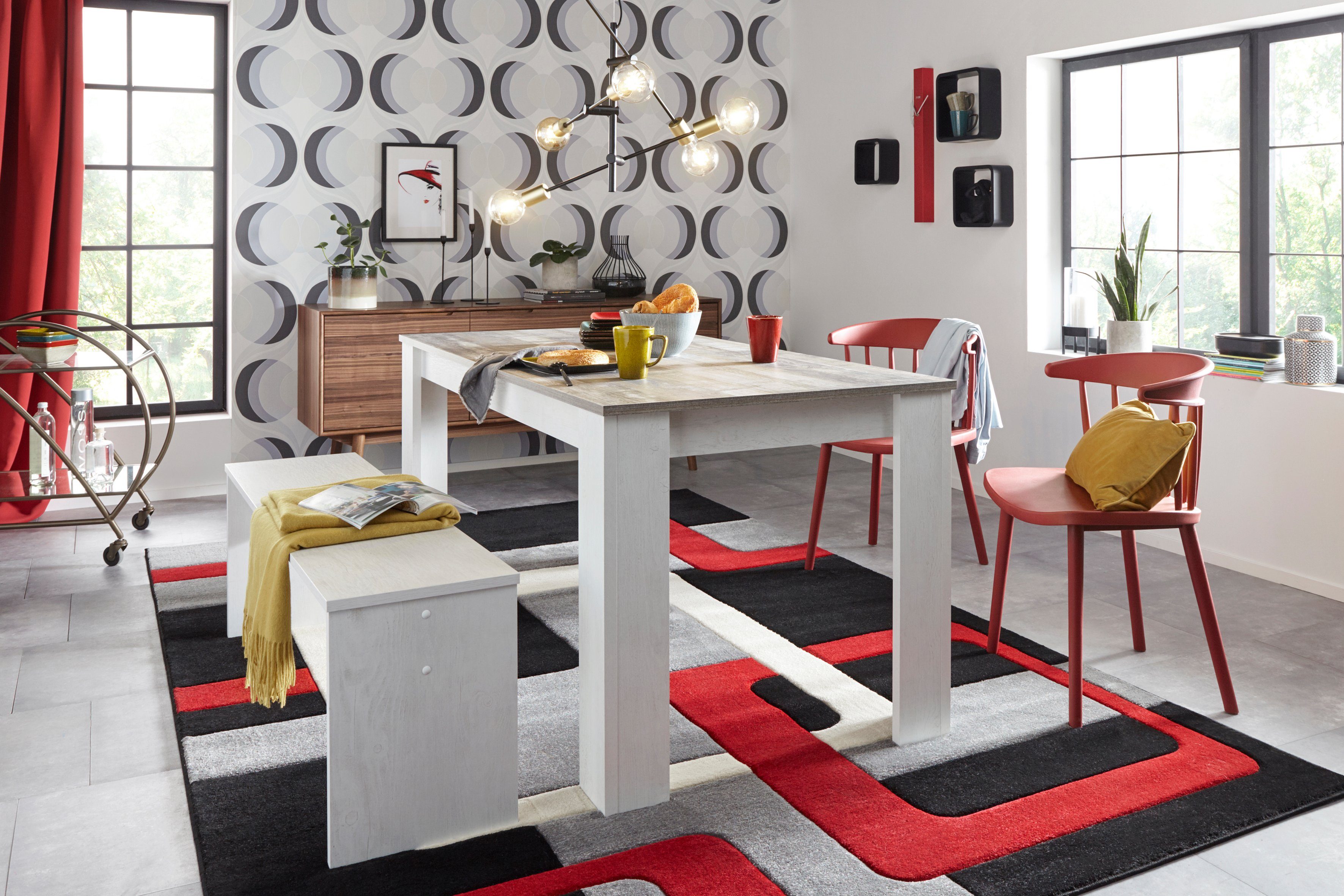Teppich Maxim, my home, 13 mm, Hoch-Tief-Effekt, rechteckig, Höhe: 3D-Design Kurzflor, rot/grau