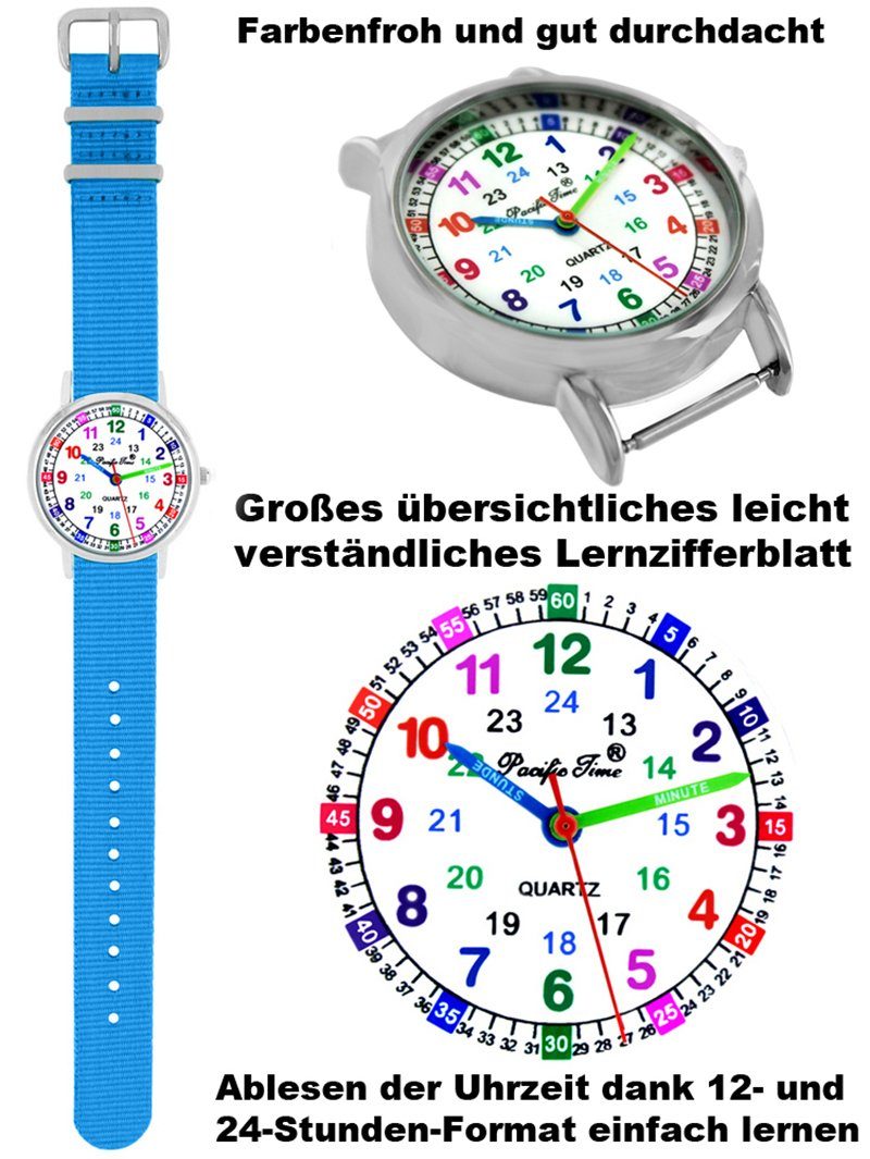Pacific Time Quarzuhr Kinder Armbanduhr Lernuhr nachhaltiges Wechselarmband, Mix und Match Design - Gratis Versand – Bild 3 von 5