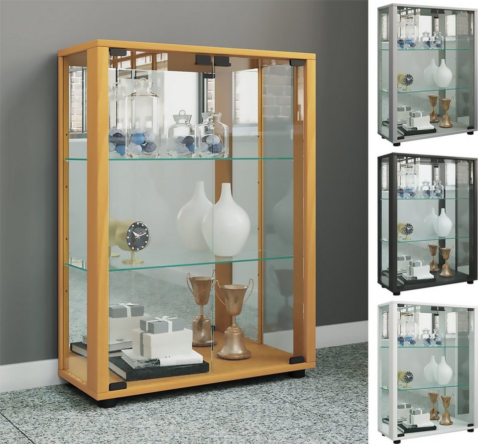 VCM Standvitrine Glas Stand Vitrine Sammelvitrine Sintalo Spiegel