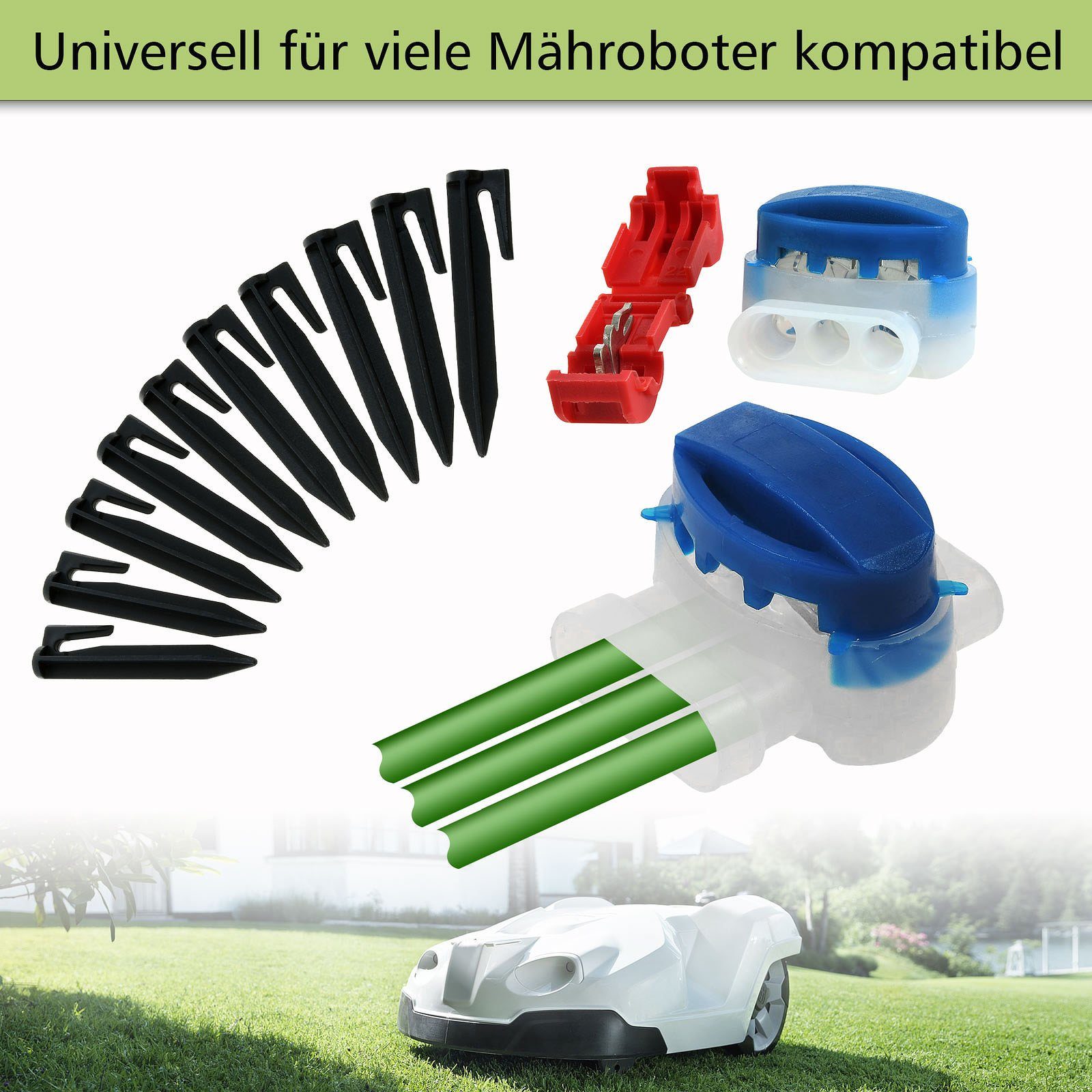 Powery 150m Set Begrenzungskabel inkl. Material 2,7mm für Mähroboter Begrenzungskabel