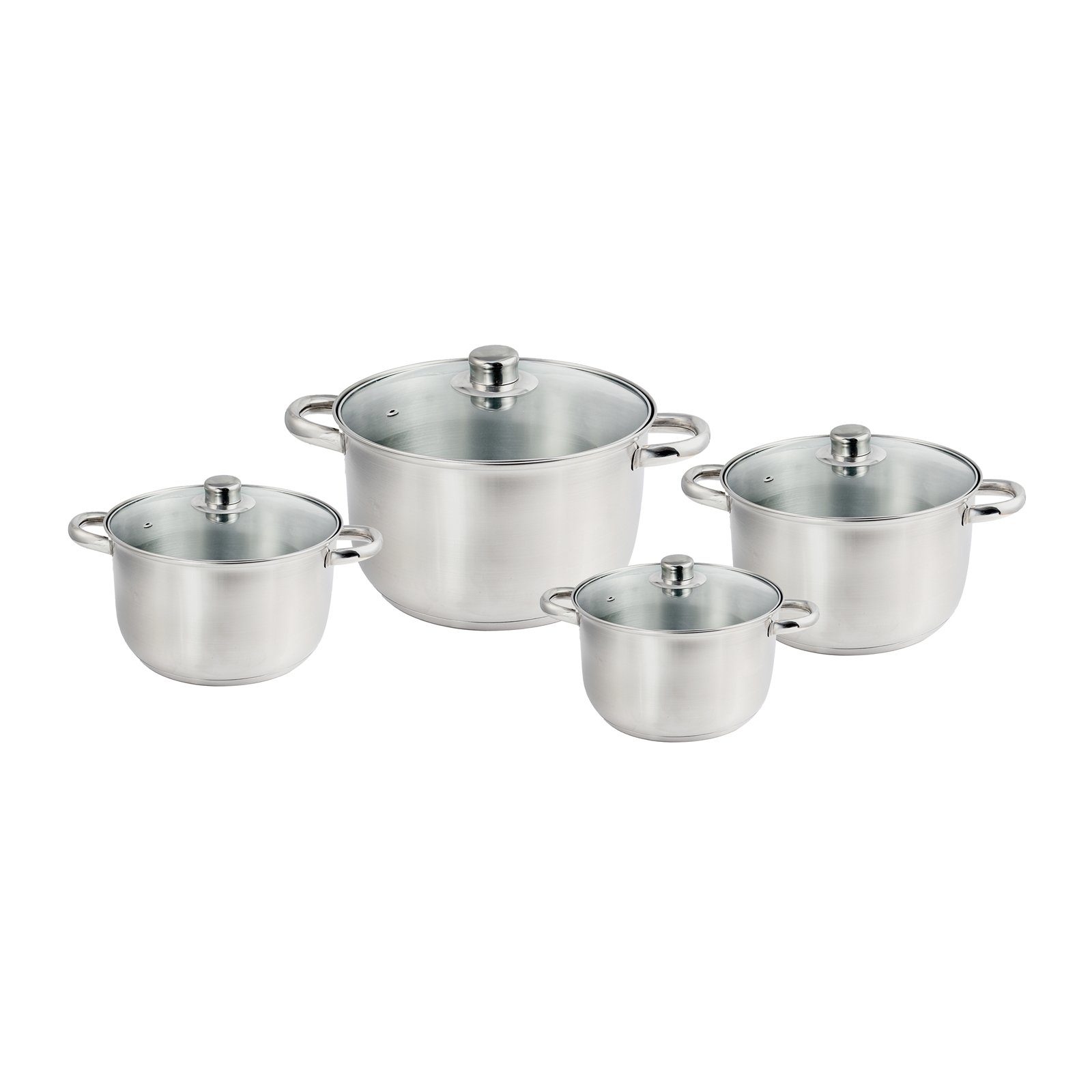 Michelino Topf-Set Kochtopf-Set Edelstahl 8-teilig, Edelstahl (8-tlg)