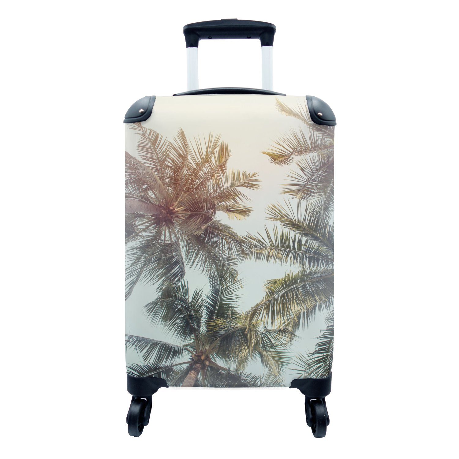 MuchoWow Sommer Palme Trolley, Tropisch, Reisekoffer Ferien, - 4 Reisetasche mit Handgepäck für Rollen, rollen, - Handgepäckkoffer
