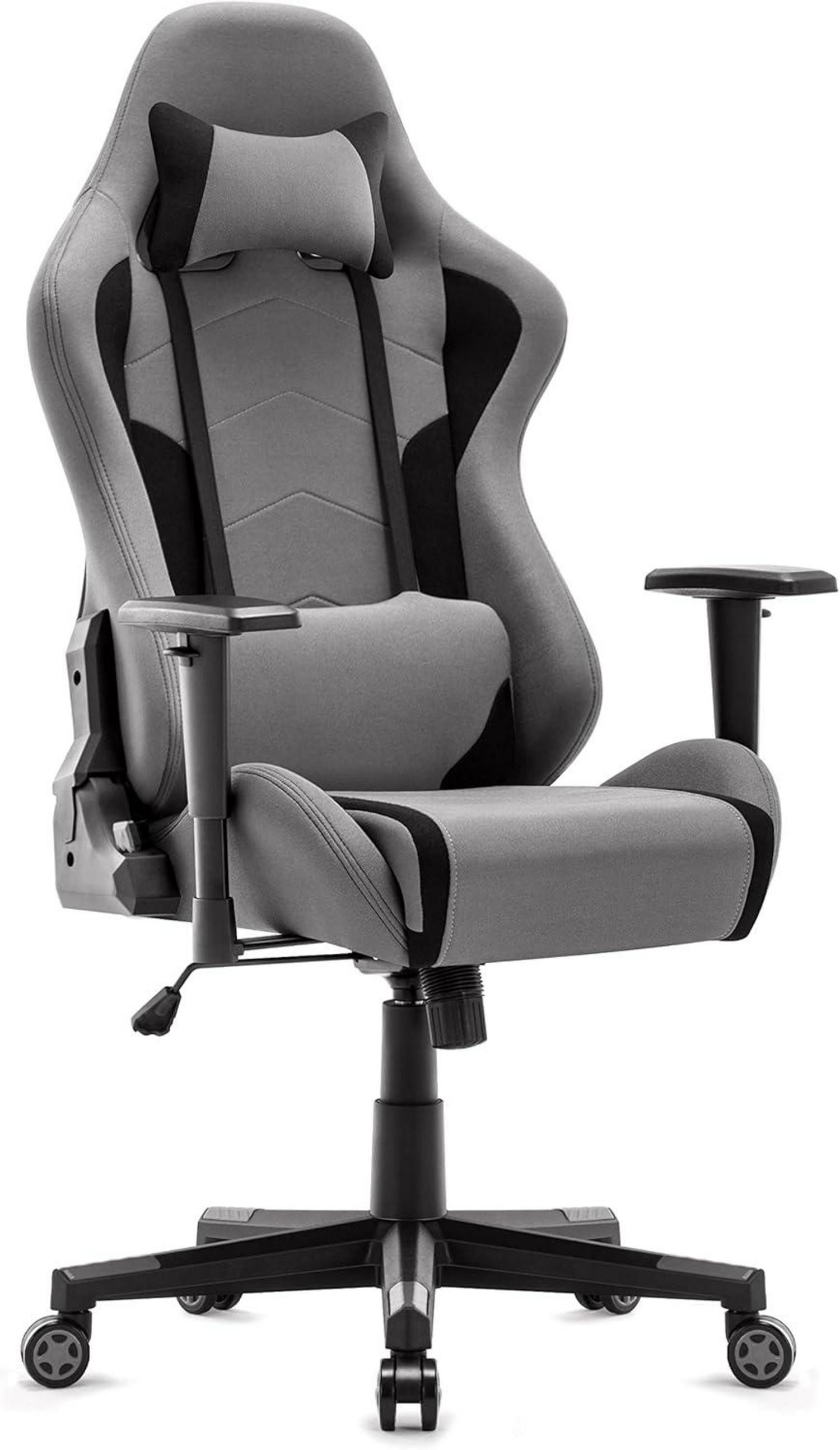 Gaming-Stuhl Gaming Stuhl Ergonomischer Gamer Stuhl Stoff Racing Bürostuhl Grau