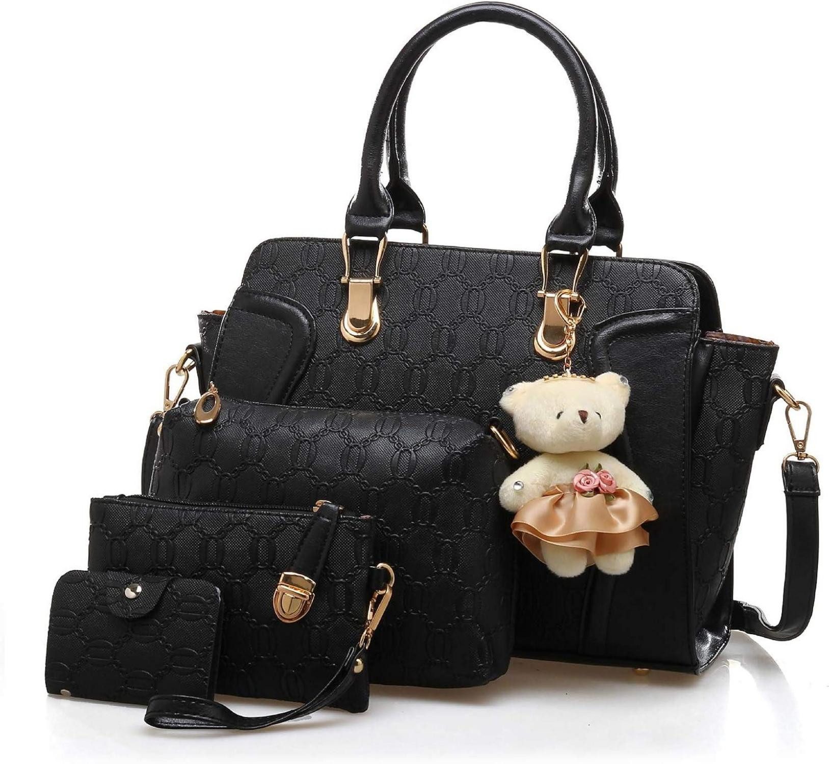Handtasche Damen Handtasche Set 4-teilig Mittelgroß Elegant PU Leder