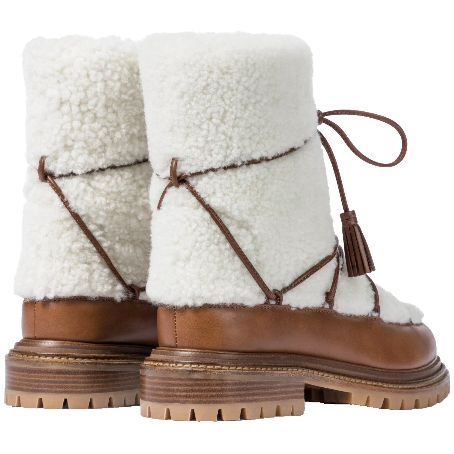 Aquazzura Firenz Very Gstaad Boots Lammfell Winter Shearling Boots Stiefel Leder Winterstiefel Weiches, plüschiges Lammfell mit Lederbesatz