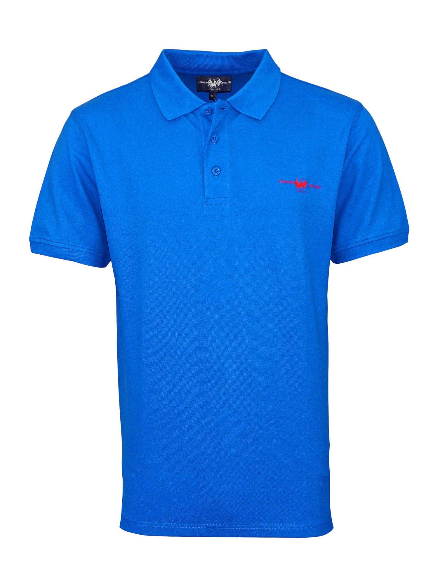 Pique blau Miller Poloshirt (1-tlg) Harvey Shirt Poloshirt