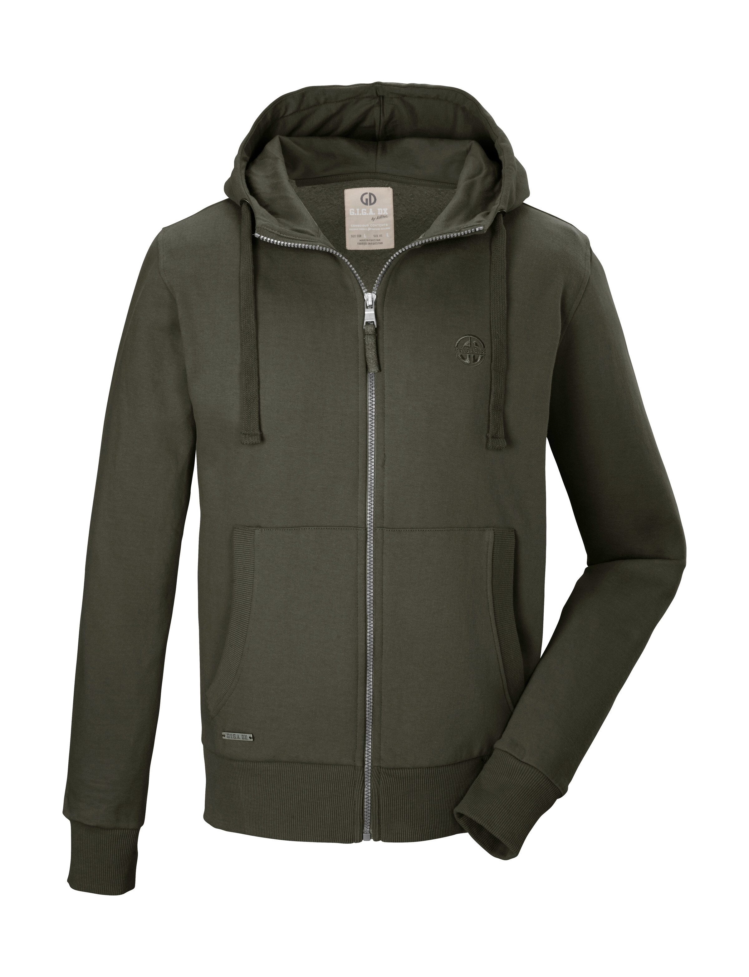 G.I.G.A. DX by killtec Sweatjacke GS 8 MN SWT JCKT GOTS GOTS-zertifizierte Bio-Baumwolle, Carbon-Finish, lässiger Look