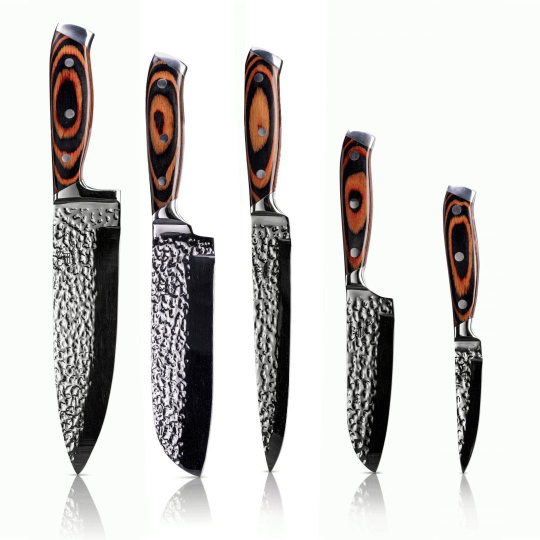 Küchenkompane Messer-Set Mamosu Messerset Premium - Edelstahlklinge und Echtholzgriff (6-tlg)