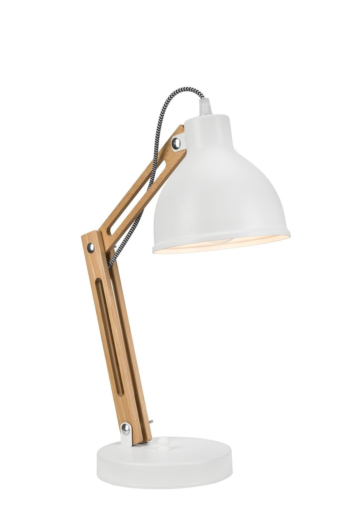 Licht-Erlebnisse Nachttischlampe TIASIA, ohne Leuchtmittel, Schreibtischlampe moderne Arbeitsleuchte Holz 44cm