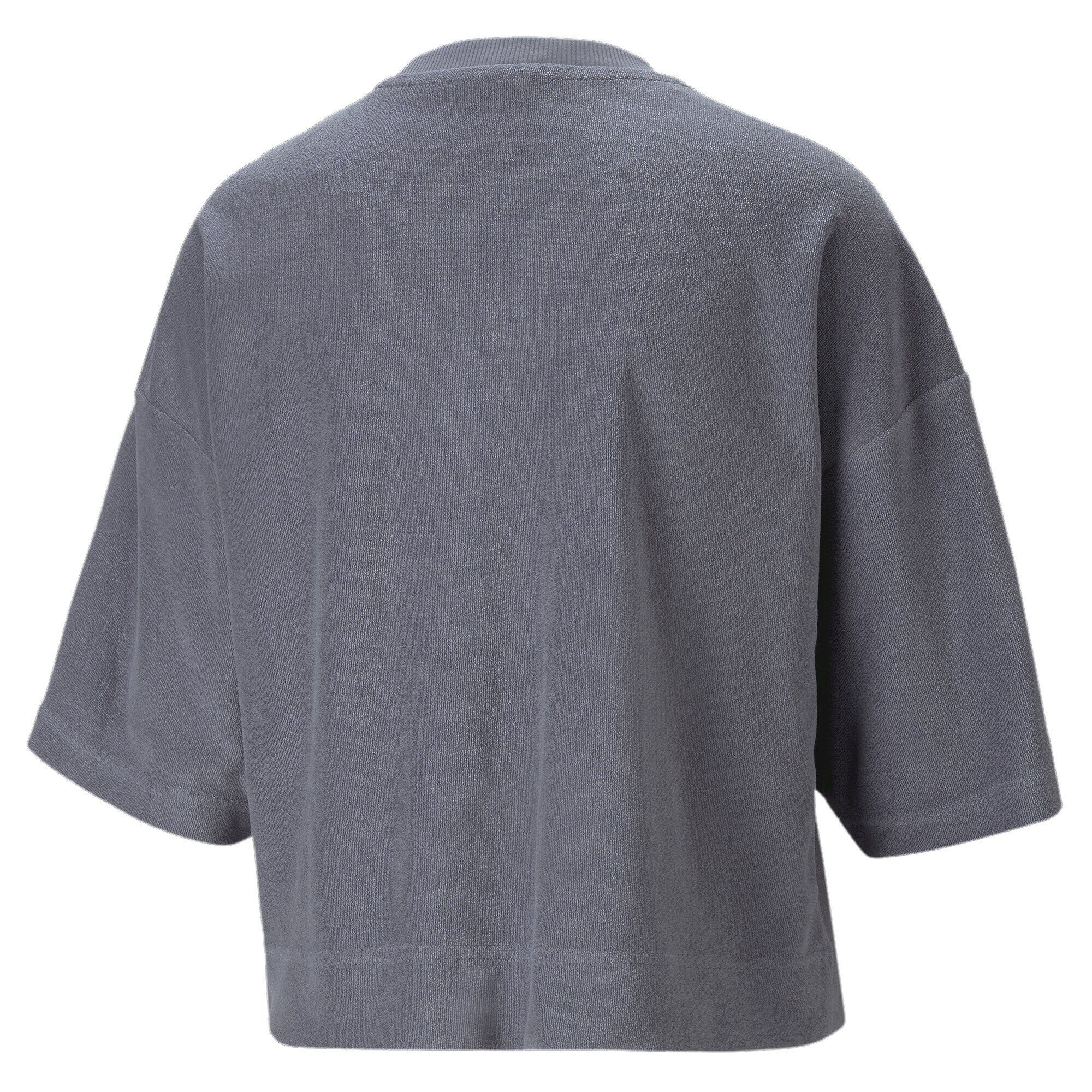 T-Shirt Gray PUMA Frottee-T-Shirt Damen Tile Classics