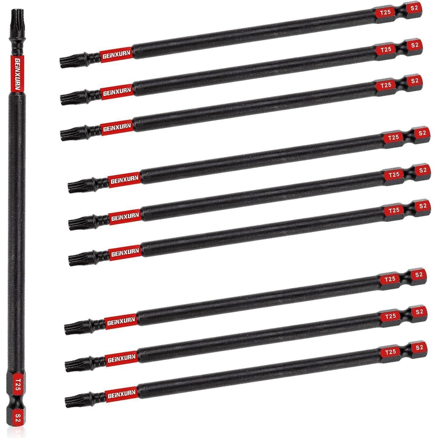 LuxusKollektion Bit-Set Schrauberbitsatz T25 150mm 10Stück S2 Magnetisch