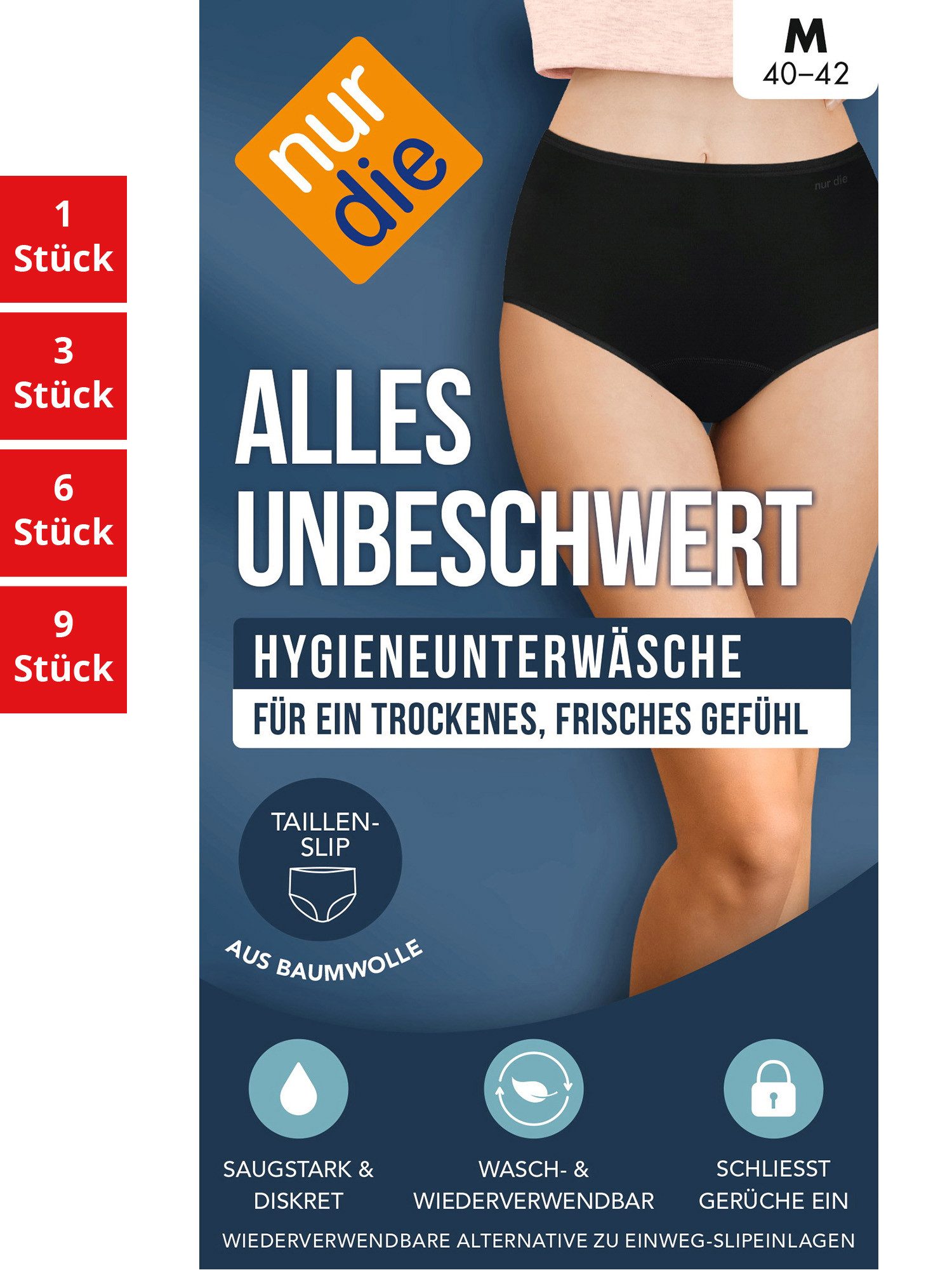 Nur Die Taillenslip Hygienewäsche Alles Unbeschwert Damen (1er/3er/6er/9er Pack, 1-St) Taillen-Slips Maxislip Unterhosen