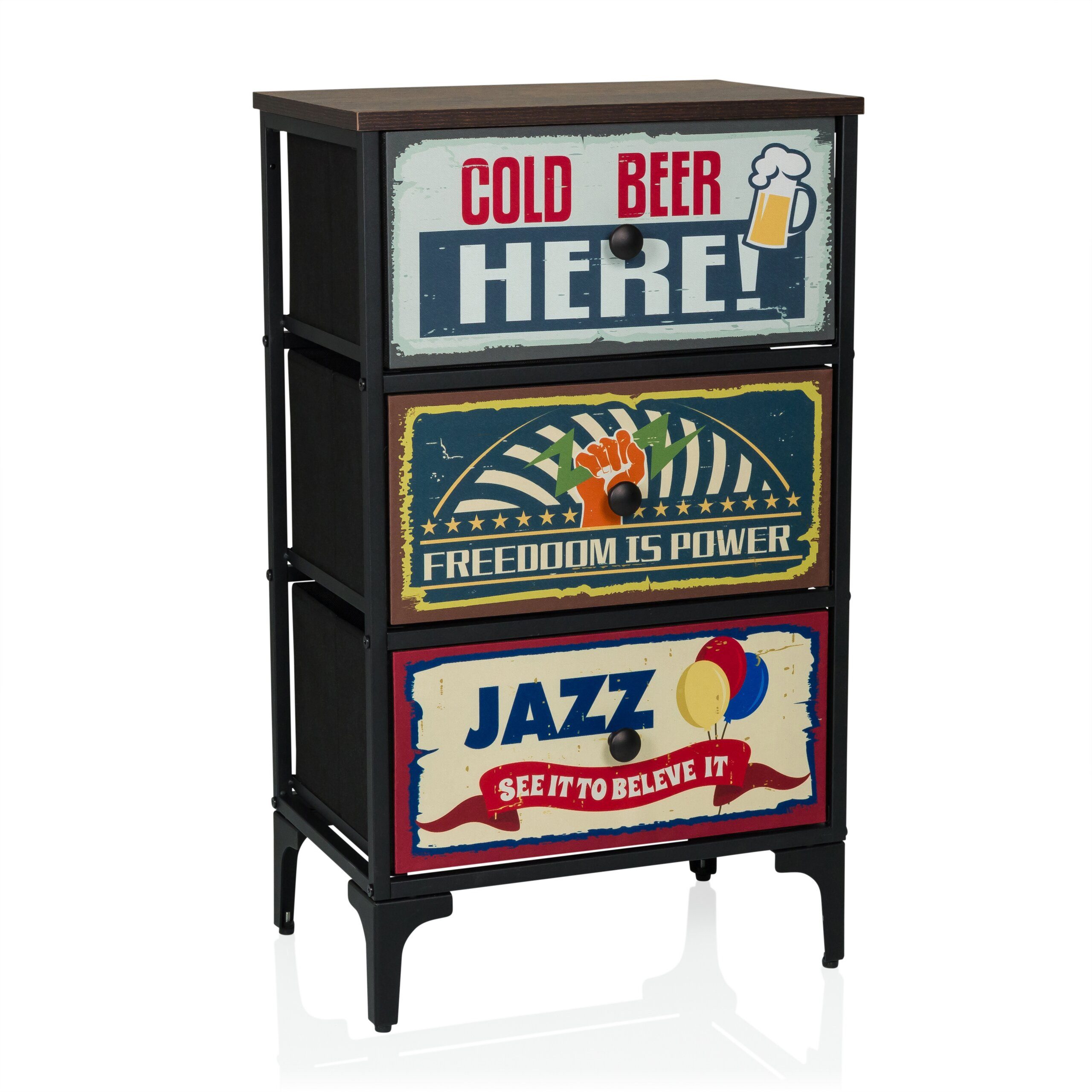 hjh LIVING Kommode AMERIKO S Sideboard H/B/T: 77.0 x 45.0 x 30.0 cm, Schubladenkommode im Vintage-Look mit 3 Schubladen Retro, platzsparend