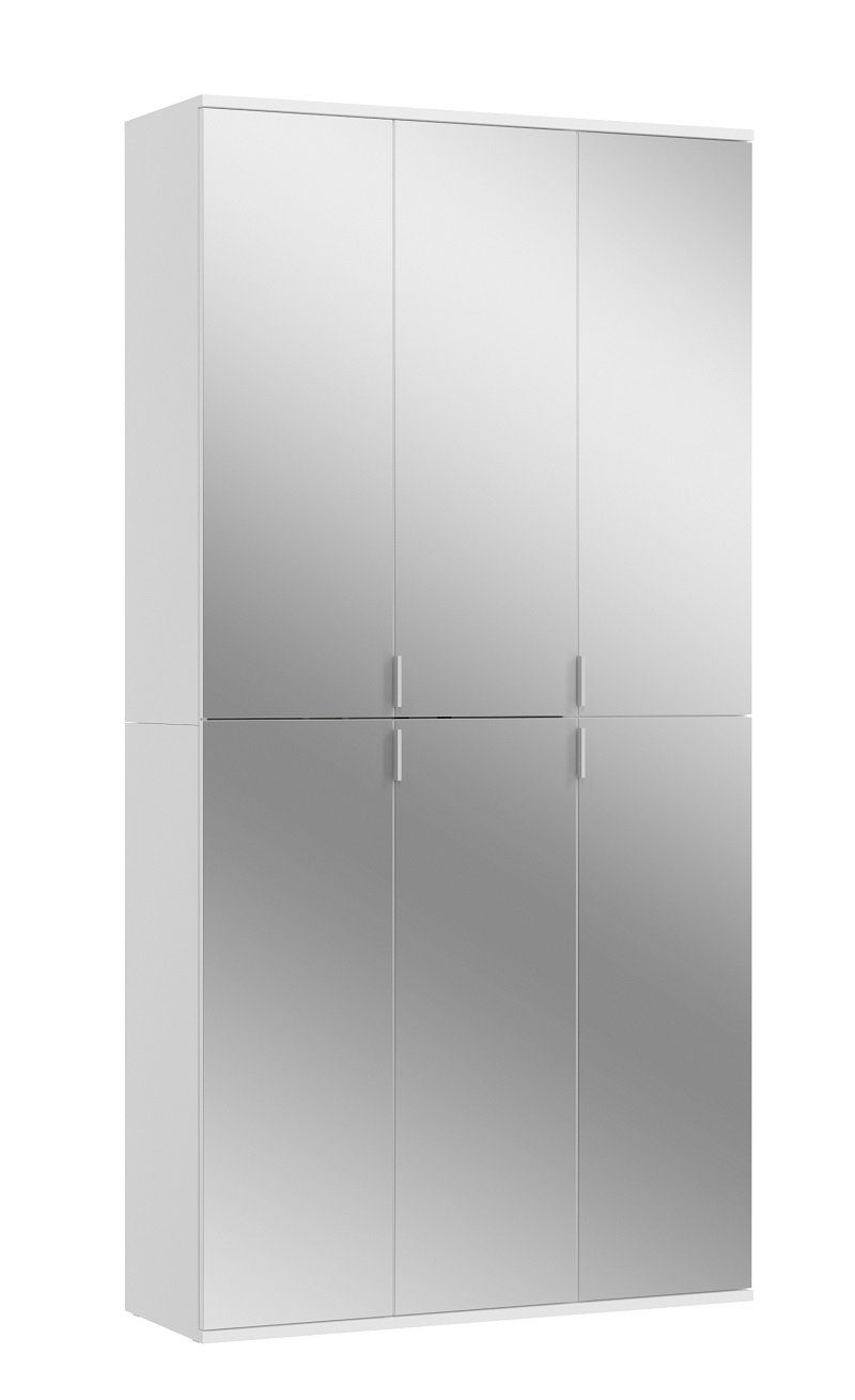 xonox.home Kleiderschrank Garderobenschrank Projekt Kombination, weiß, FSC®-zertifiziertem Spiegeltüren, Holzwerkstoff X