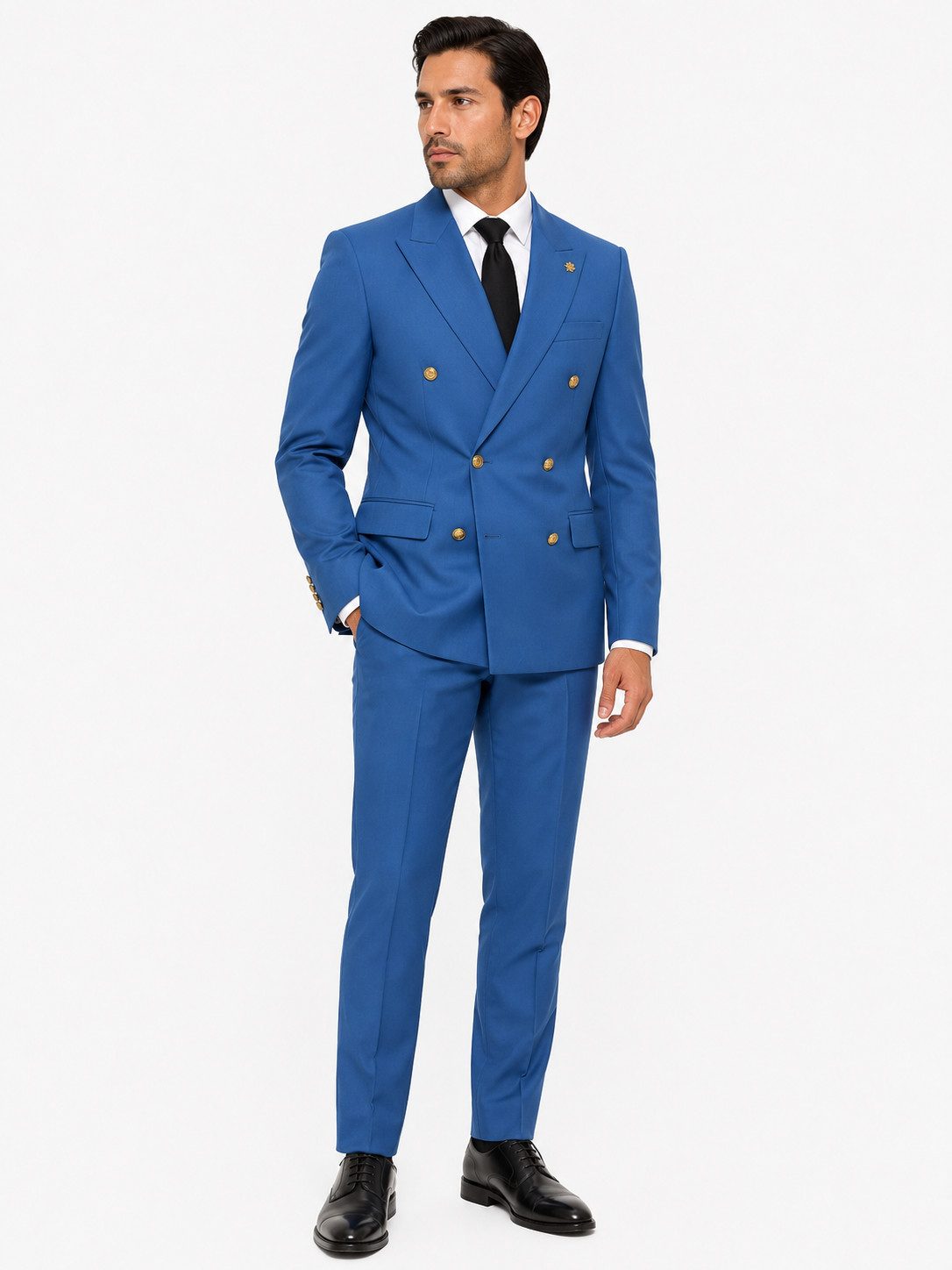Guild Clothing Anzug Zweireiher Herren Business 2-tlg. Metallknöpfe - Slim Fit (Anzughose & Sakko, 2-tlg., Anzug Set) Zweireiher für Hochzeiten, Einladungen, den Business