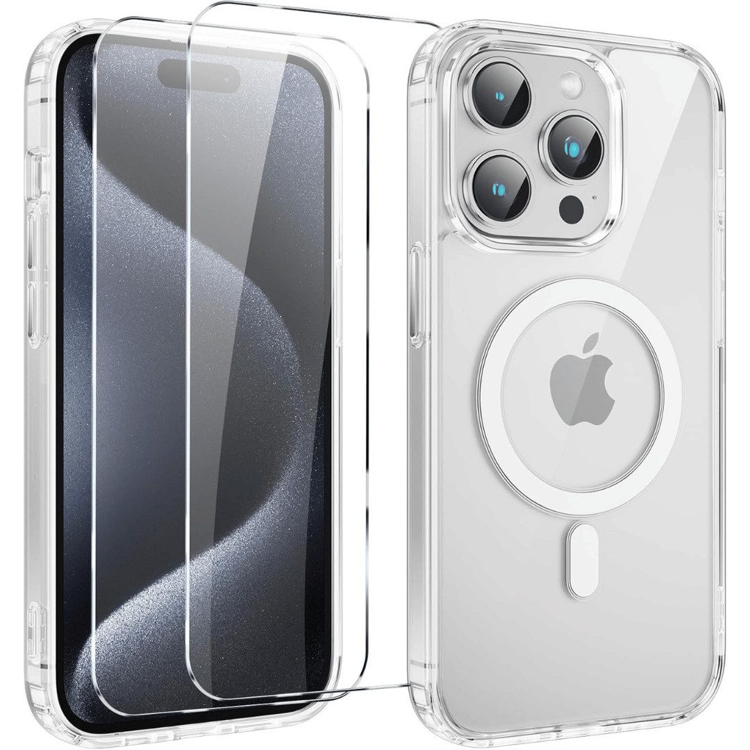 SmartUP Smartphone-Hülle + 2X Schutzglas für iPhone 16 Pro Max Plus MagSafe Panzerfolie Case 9H 6,7-Zoll, kompletter Rundumschutz