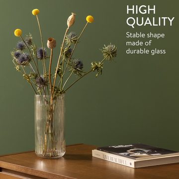 Navaris Dekovase Glasvase geriffelt groß 25cm Höhe - Blumenvase Glas minimalistisch n (1 St)