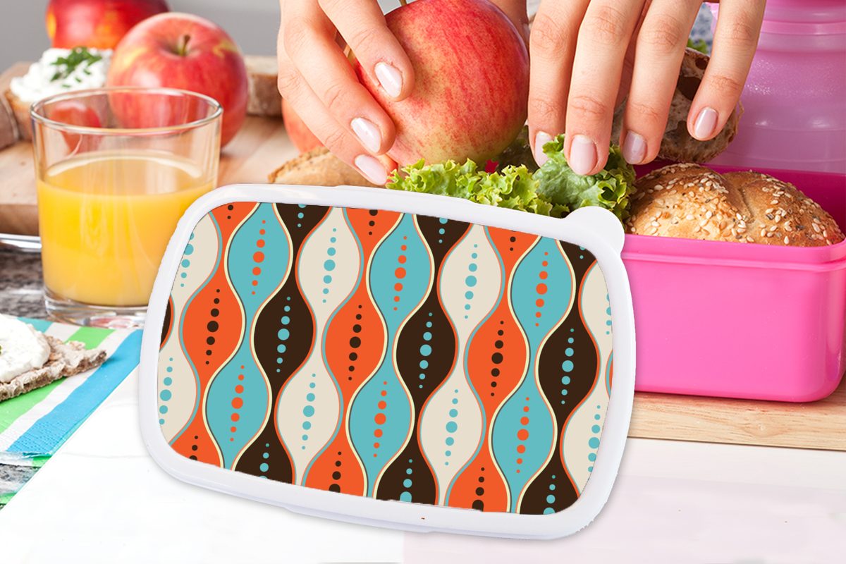 Retro Kreis Erwachsene, Kunststoff Lunchbox Brotdose Design, Kunststoff, (2-tlg), für Snackbox, rosa Brotbox MuchoWow Kinder, - Mädchen, -
