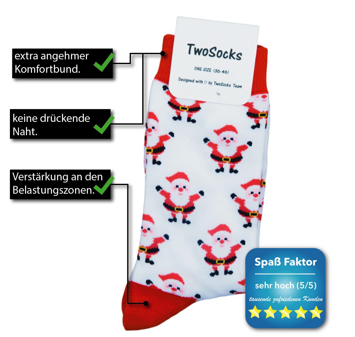 Freizeitsocken Weihnachtssocken lustige Weihnachten, Einheitsgröße Socken für TwoSocks