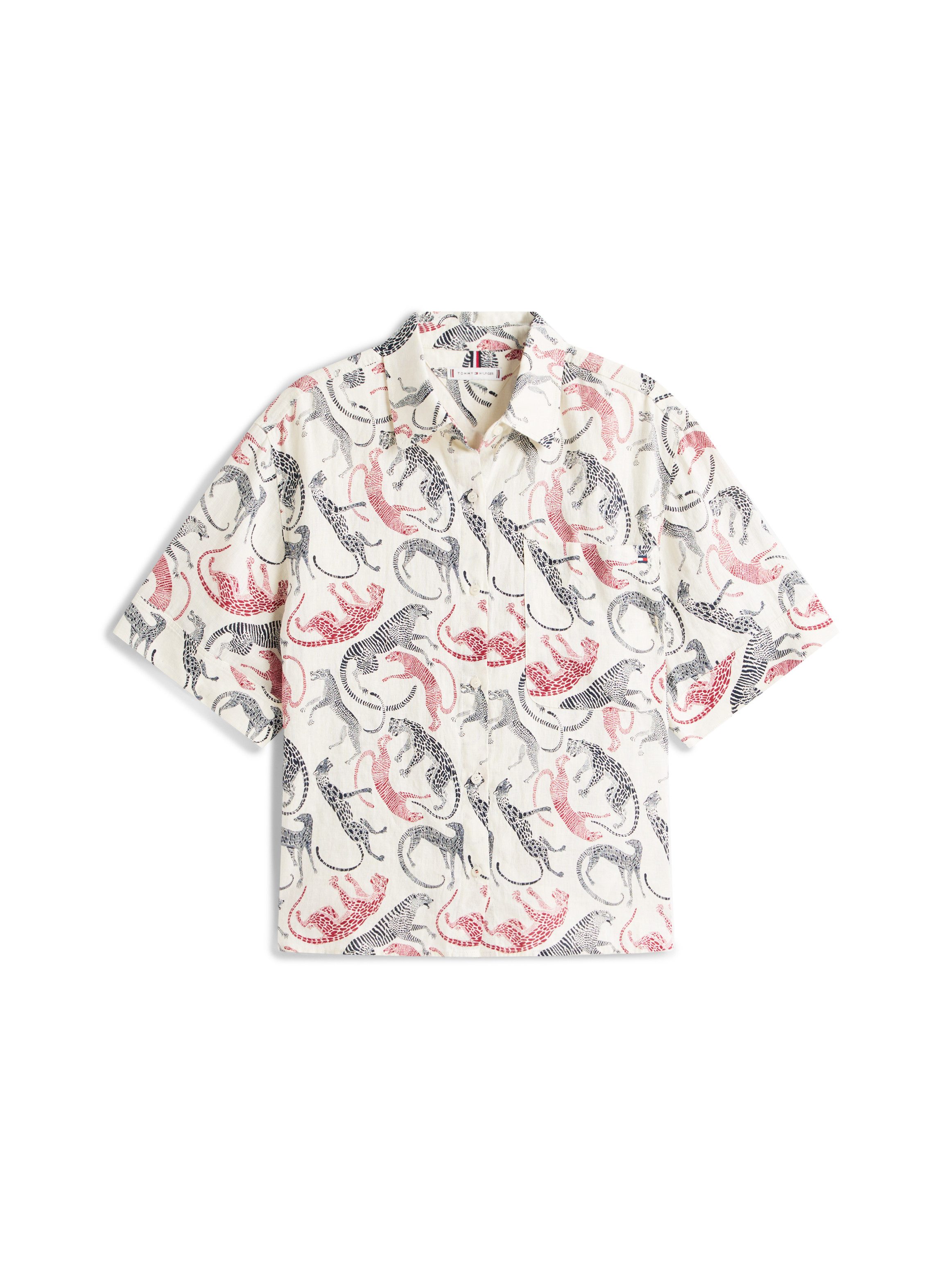 Tommy Hilfiger Kurzarmbluse ESS LINEN SHORT SLEEVE SHIRT mit aufgesetzter Brusttasche und Flag-Stickerei, reines Leinen – Bild 4 von 5