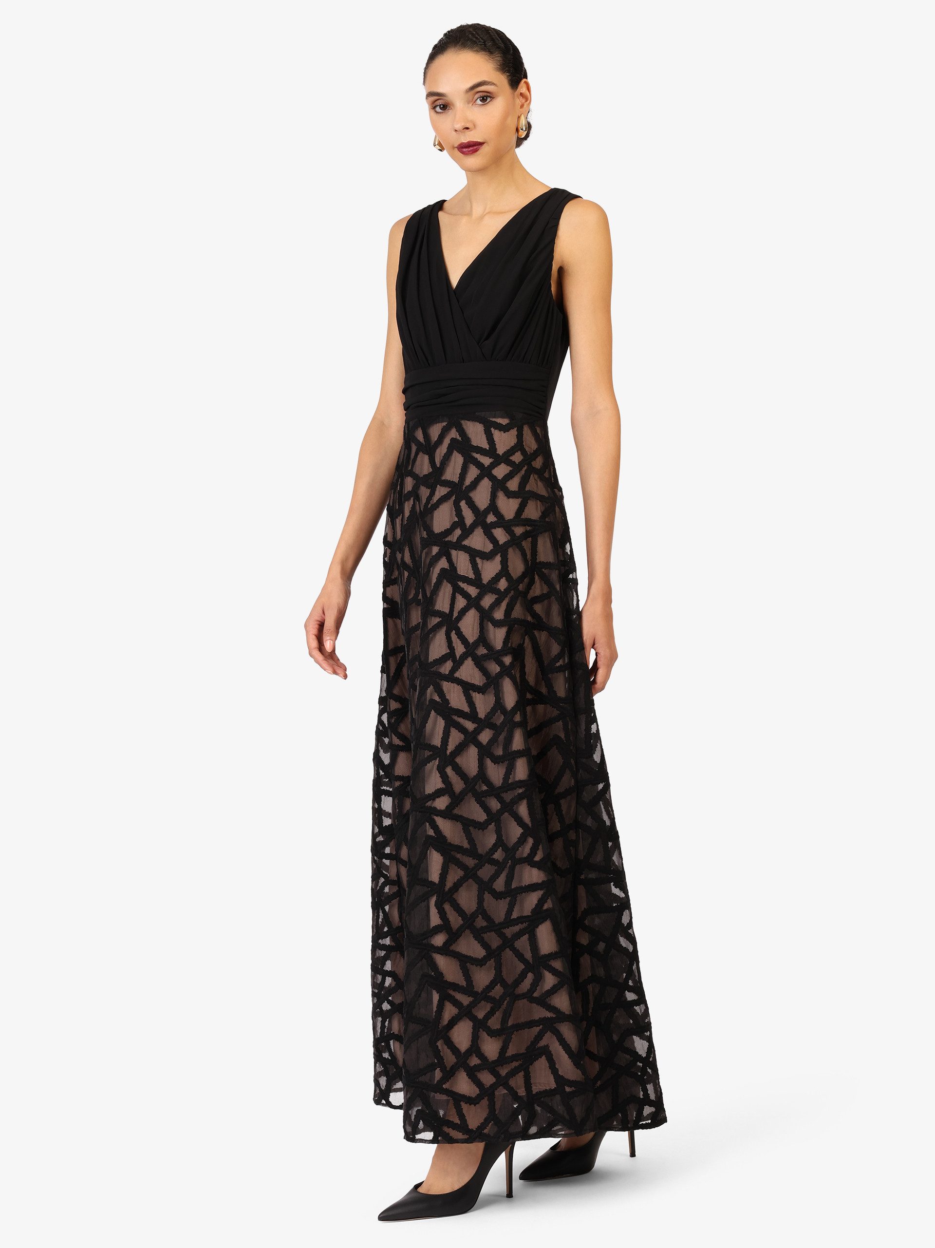 Kraimod Abendkleid mit geometrischer Spitze und Wickeloberteil günstig online kaufen