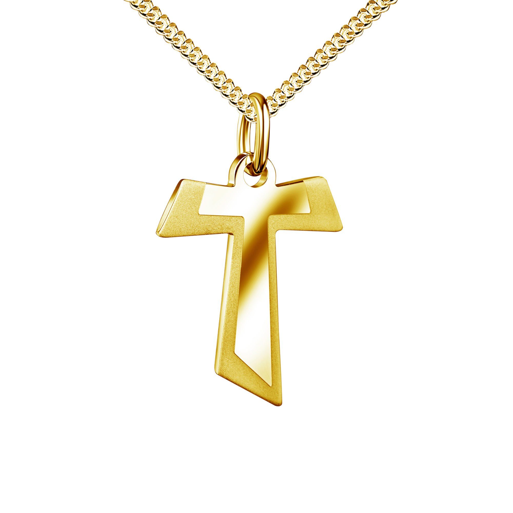 wählbar Antoniuskreuz 333 Germany vergoldet- Länge Herren), 70 - Kreuzkette Damen cm. Made Kette und 36 Mit - JEVELION in (Goldkreuz, für Gold Taukreuz