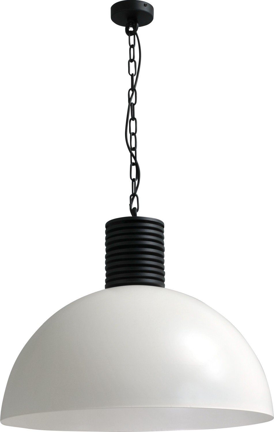 Licht-Erlebnisse Pendelleuchte LARINO, ohne Leuchtmittel, Hängelampe Metall E27 Weiß Ø 60 cm Industrie Design Hängeleuchte
