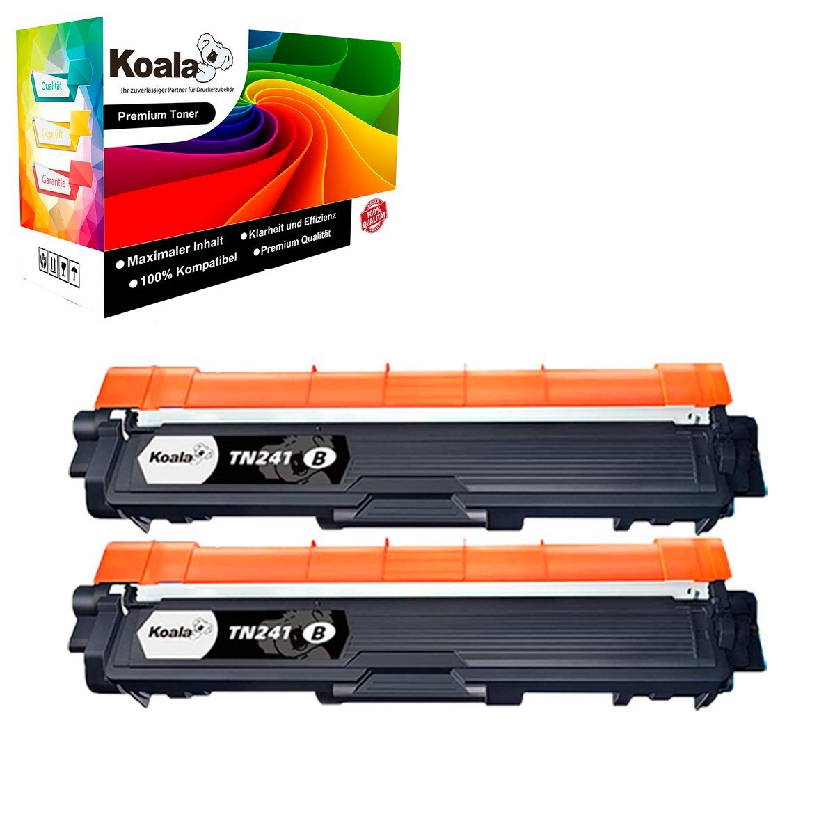 Koala Tonerkartusche 2PK Brother TN-241 Schwarz Laser Toner für HL-3140CW 3150CDW, (Druckleistung bis ca. 2500 Seiten), Brother DCP-9015CDW HL-3140CW 3150CDN MFC-9140CDN 9330CDW