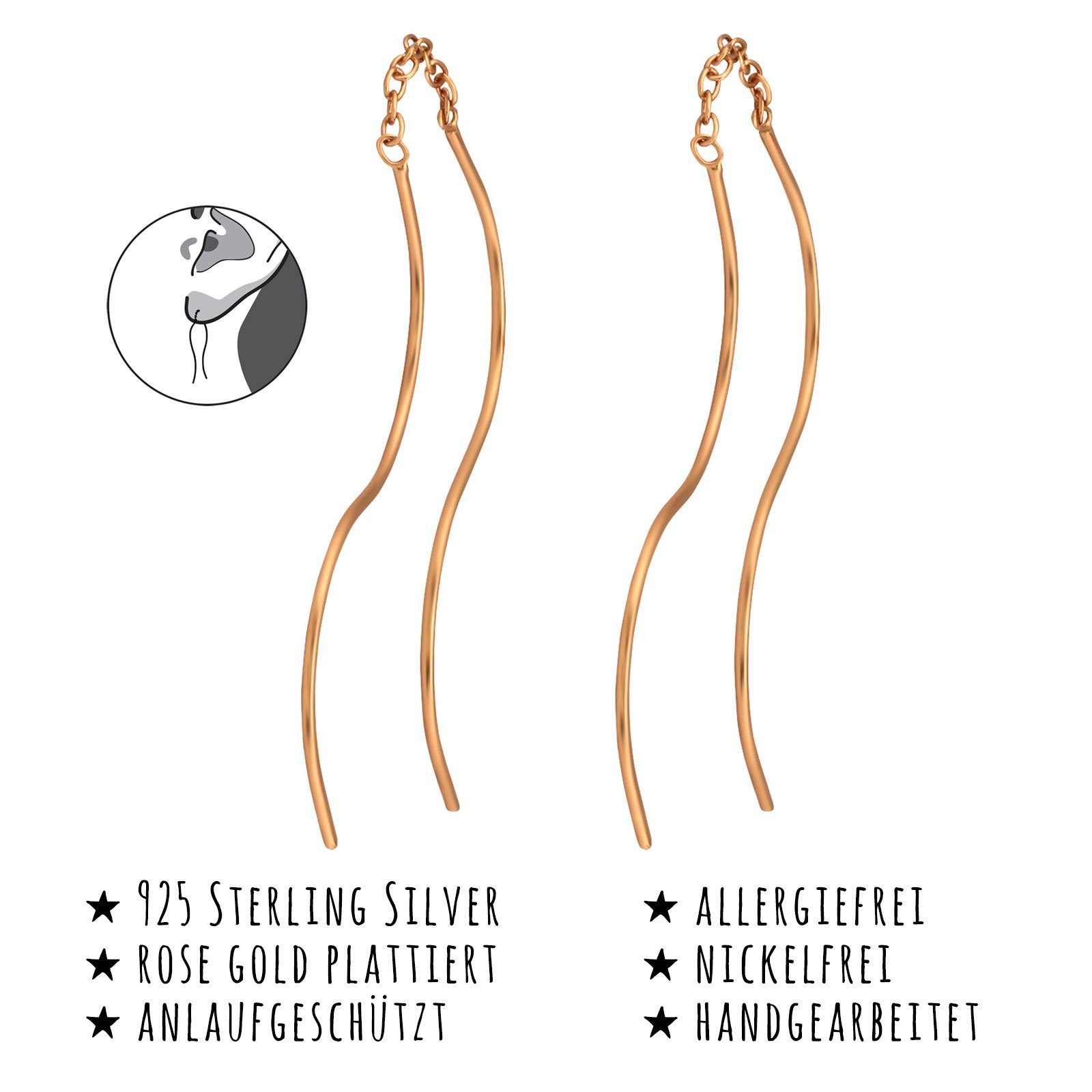 Damen Schmuck Monkimau Paar Ohrhänger Durchzieher Ohrringe aus 925 Silber (Packung, 2 x Ohrringe (1 Paar)