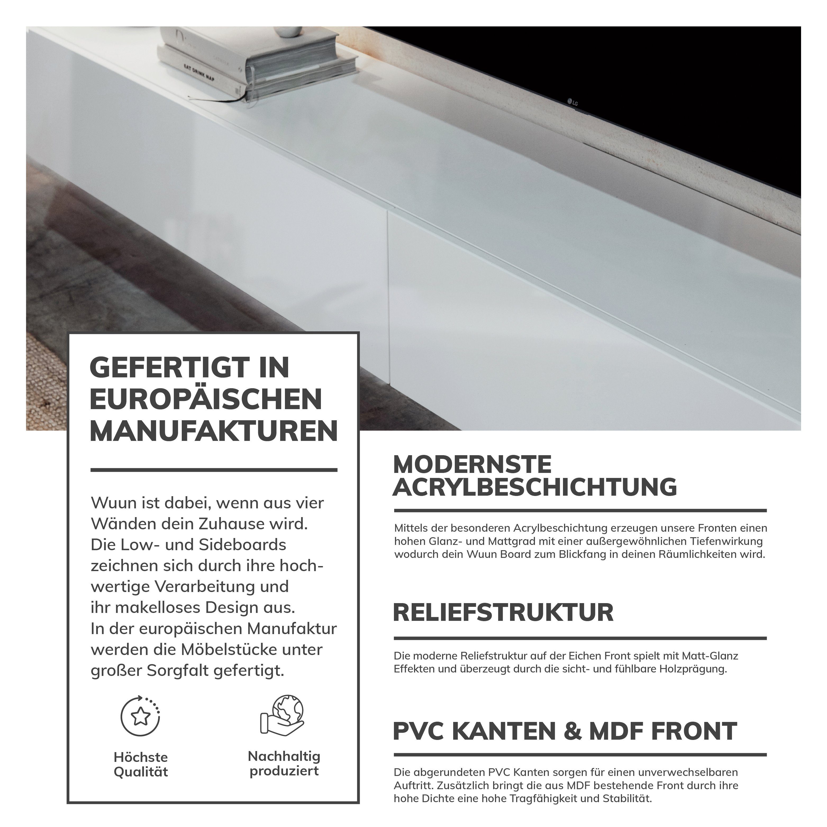Wuun TV-Board Wuun® Somero Lowboard Tv-Board Wohnwand hängend – Bild 4 von 5