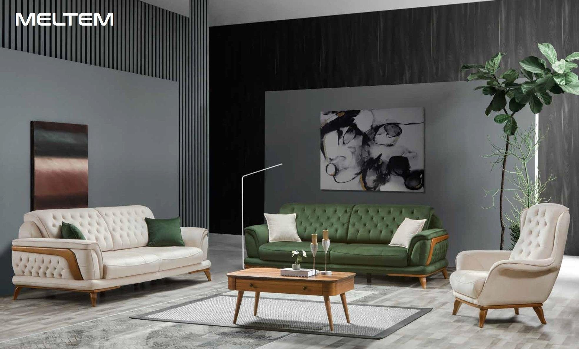 Sofa Couch Chesterfield in Sessel Sitzer Neu, 3+1 Stilvoll JVmoebel Sofagarnitur Made Luxus Europe