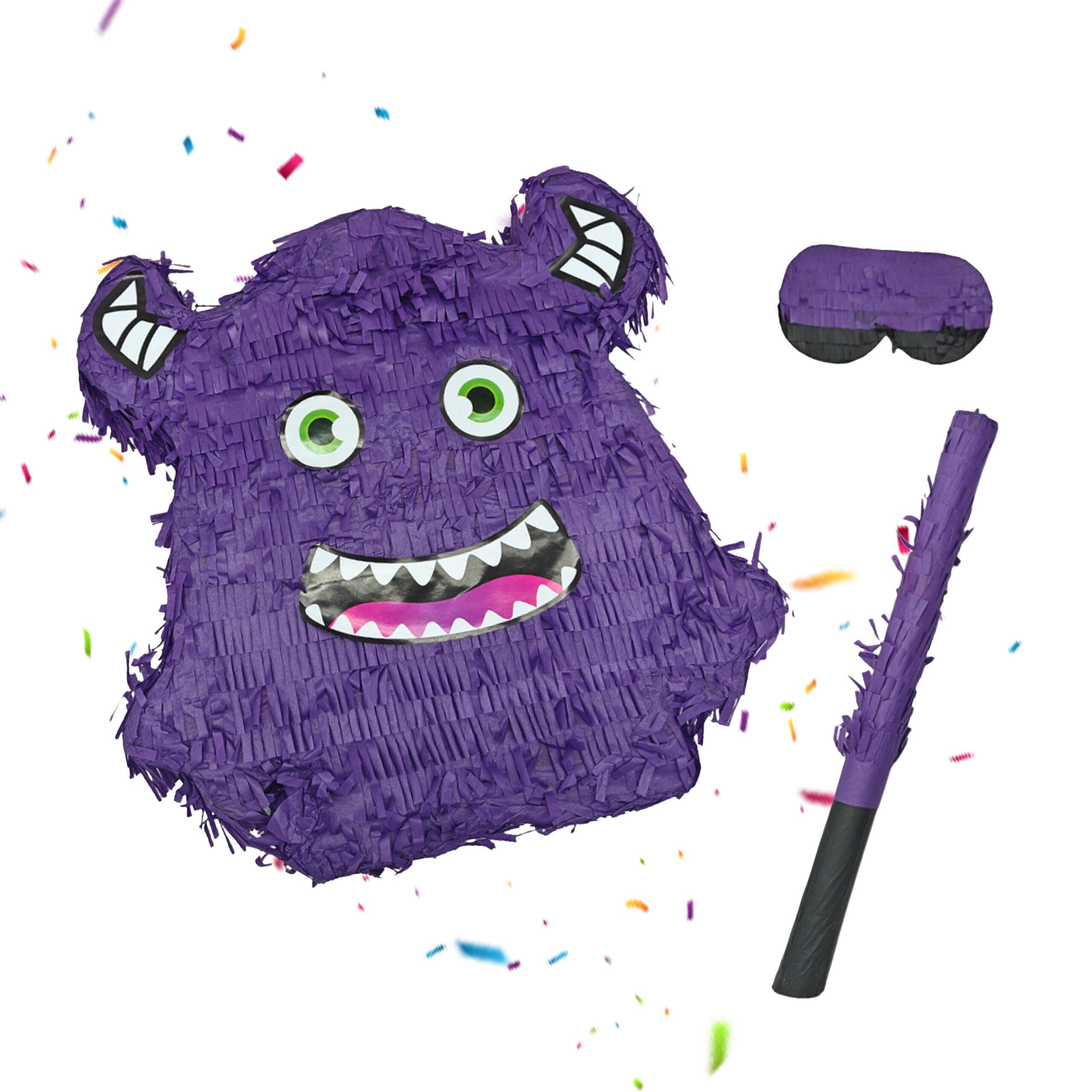 relaxdays Pinata Set Monster mit Stab und Maske