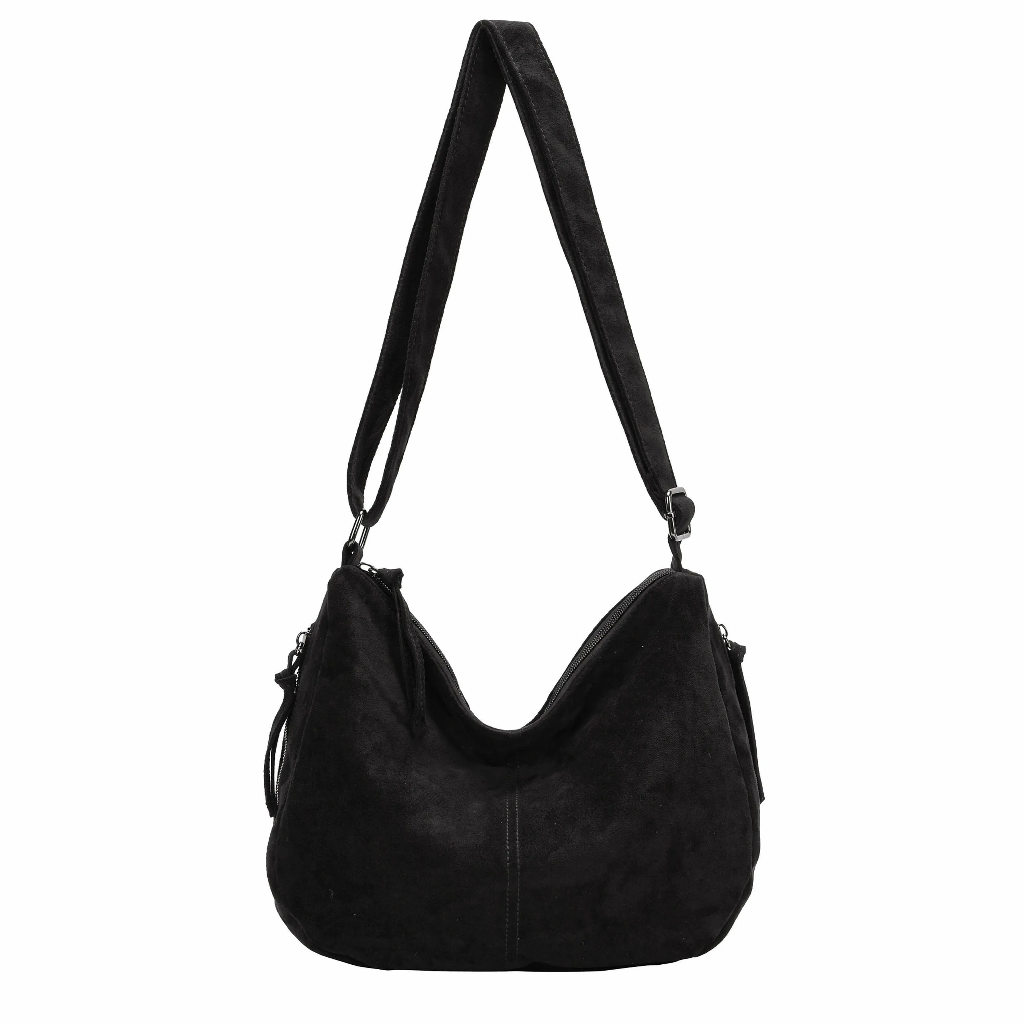 MIRROSI Umhängetasche Damen Schultertasche Wildleder-Optik aus Stoff Hobo Bag (mit Reißverschlussfächern, verstellbarem Gurt, ca.38x13x24 cm), Neue Kollektion Herbst/Winter 2026