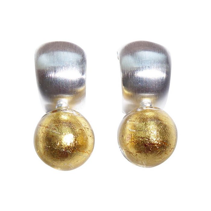 Mugello Paar Ohrclips Murano Clips Creole gold Sterlingsilber klassisch elegant handgearbeitetes Muranoglas aus Italien