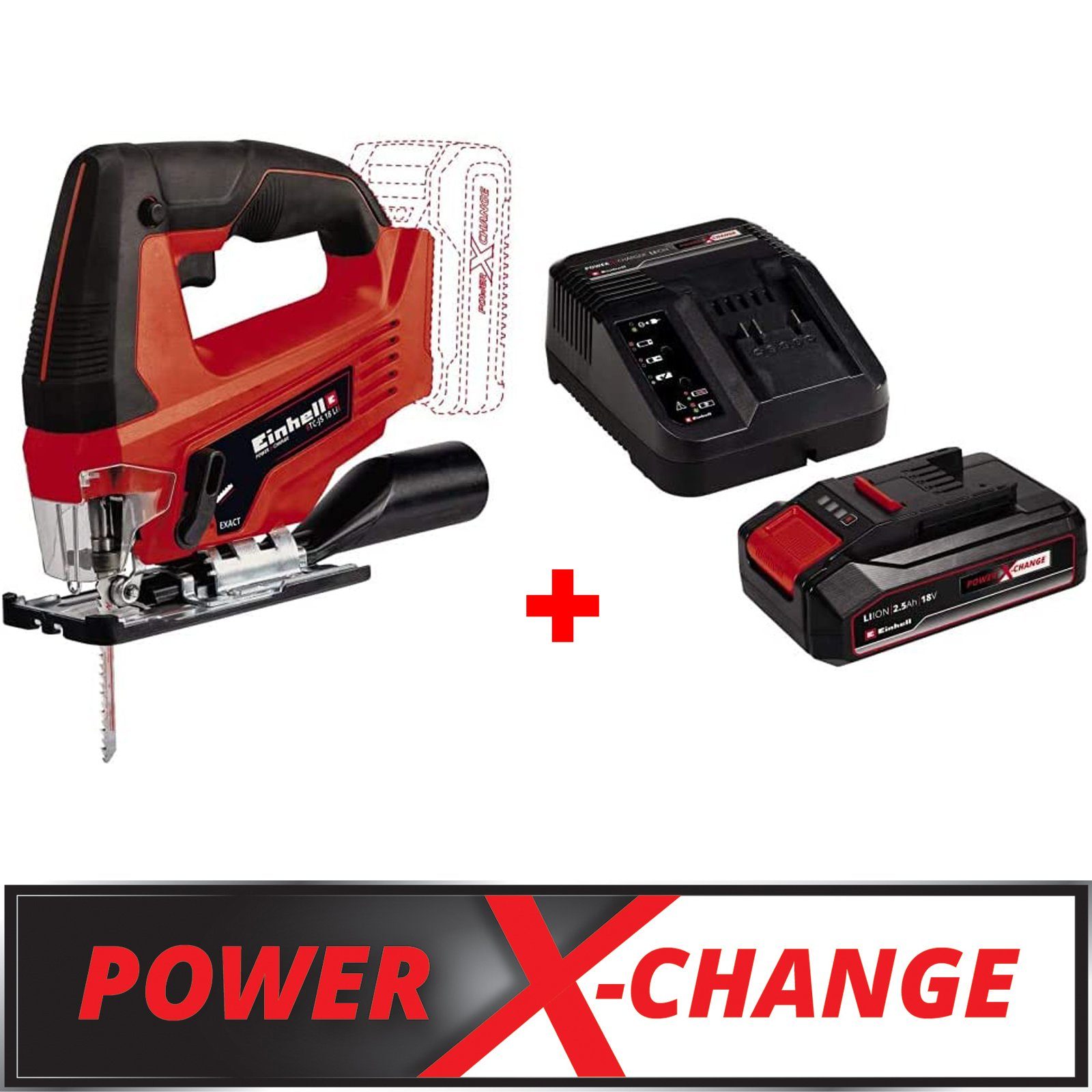 Einhell Akku-Stichsäge Einhell Akku Stichsäge TC-JS 18 Li solo mit Pendelhub + 2,5 Ah Starter, Produkt