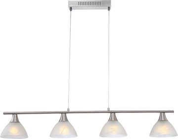 etc-shop LED Pendelleuchte, Leuchtmittel inklusive, Warmweiß, Pendelleuchte Pendellampe Hängeleuchte 4 Flammig Glasschirme weiß LED