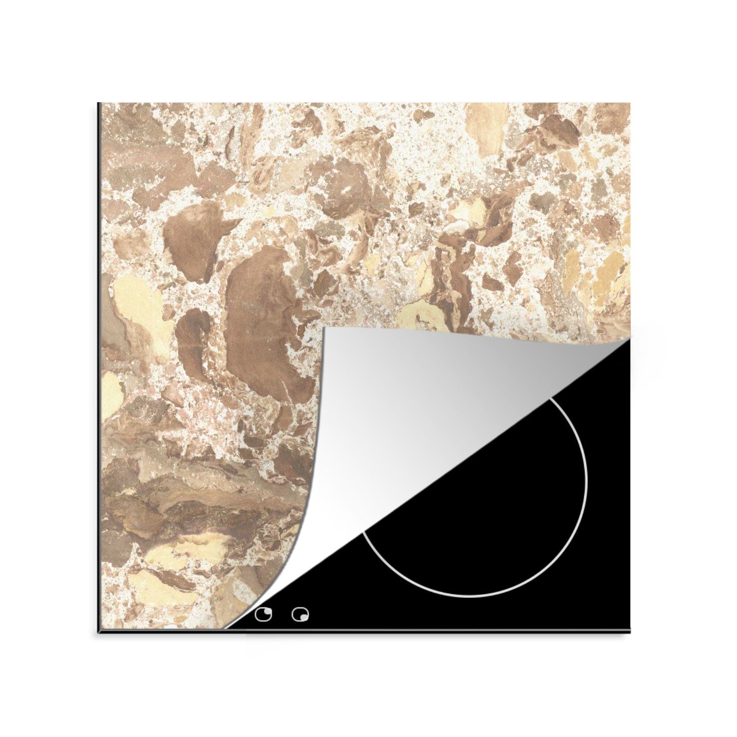 MuchoWow Herdblende-/Abdeckplatte Kristall - Gelb - Granit, Vinyl, (1 tlg), 78x78 cm, Ceranfeldabdeckung, Arbeitsplatte für küche | Herdabdeckplatten